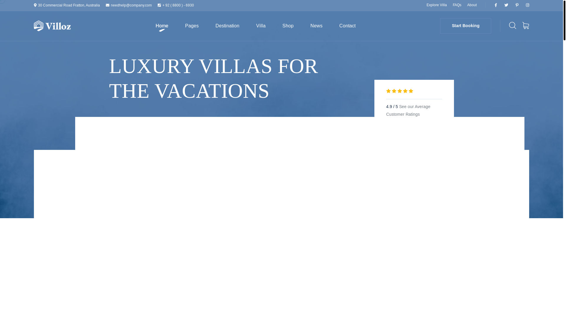 website screenshot of https://villaellasiesta.com/