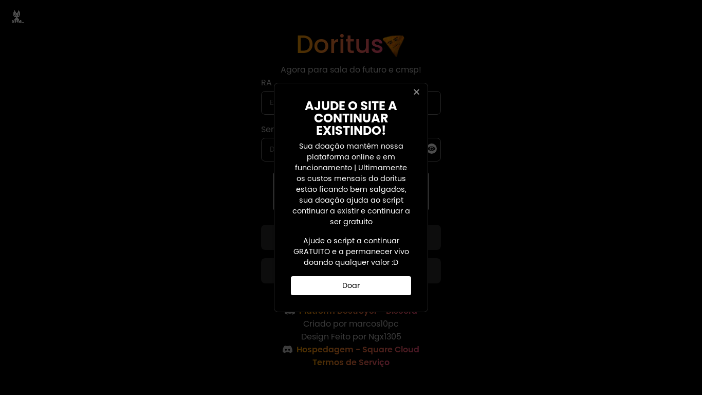 website screenshot of https://doritus.mmrcoss.tech/