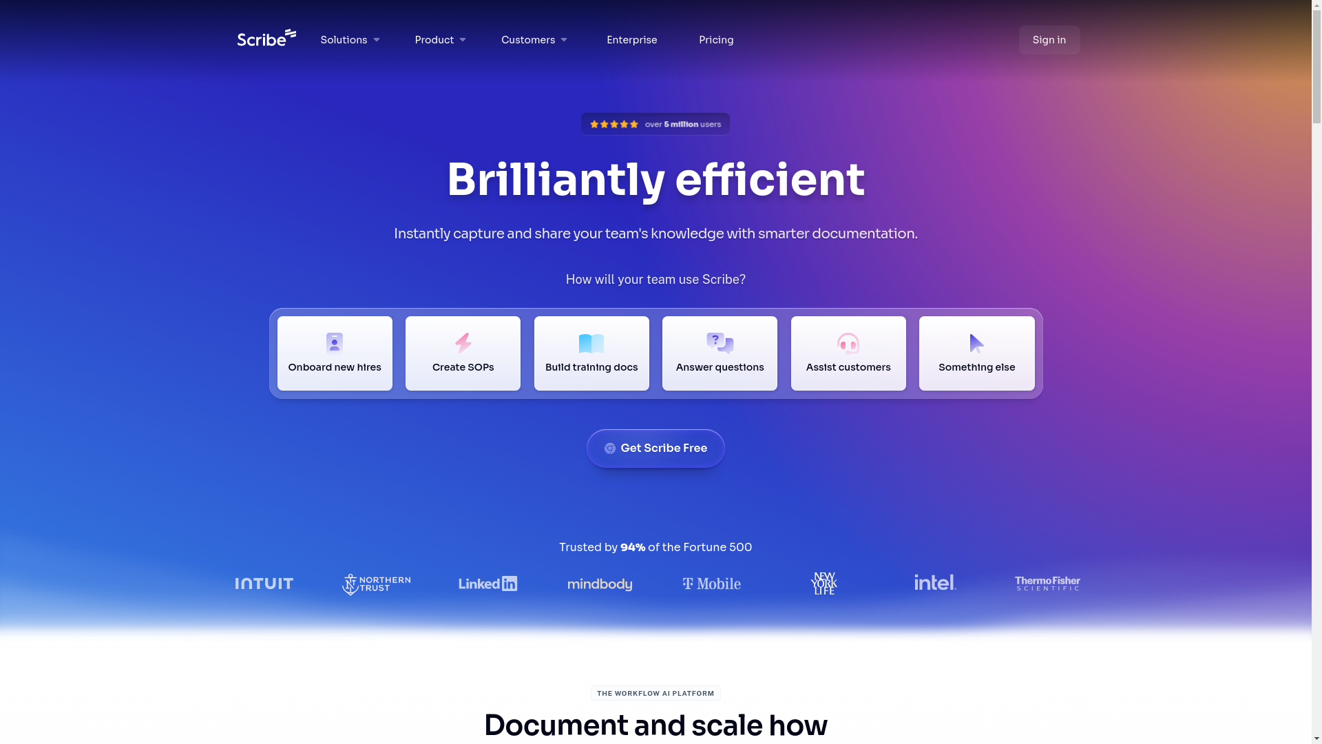 website screenshot of https://scribehow.com/
