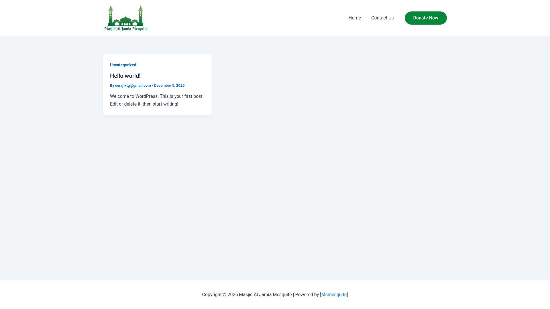 website screenshot of https://masjidaljamiamesquite.com/
