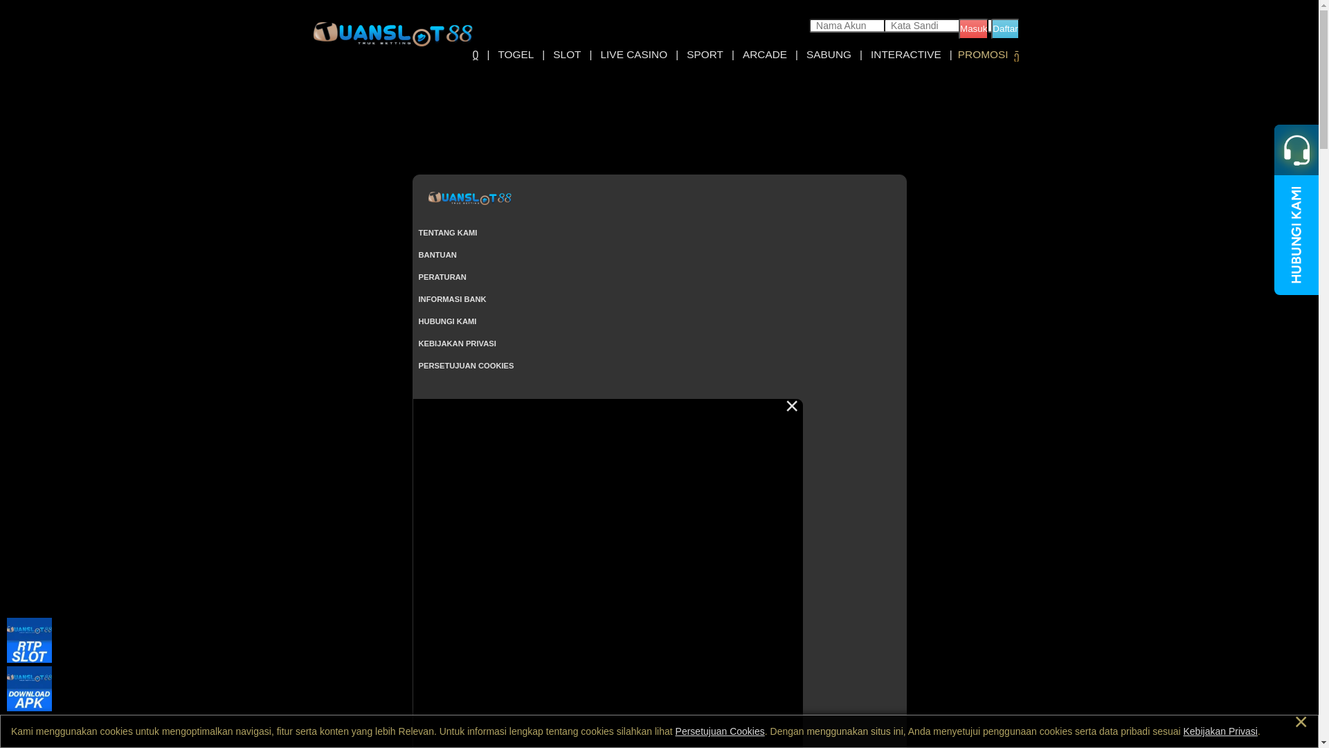 website screenshot of https://apktuanslot88.site/