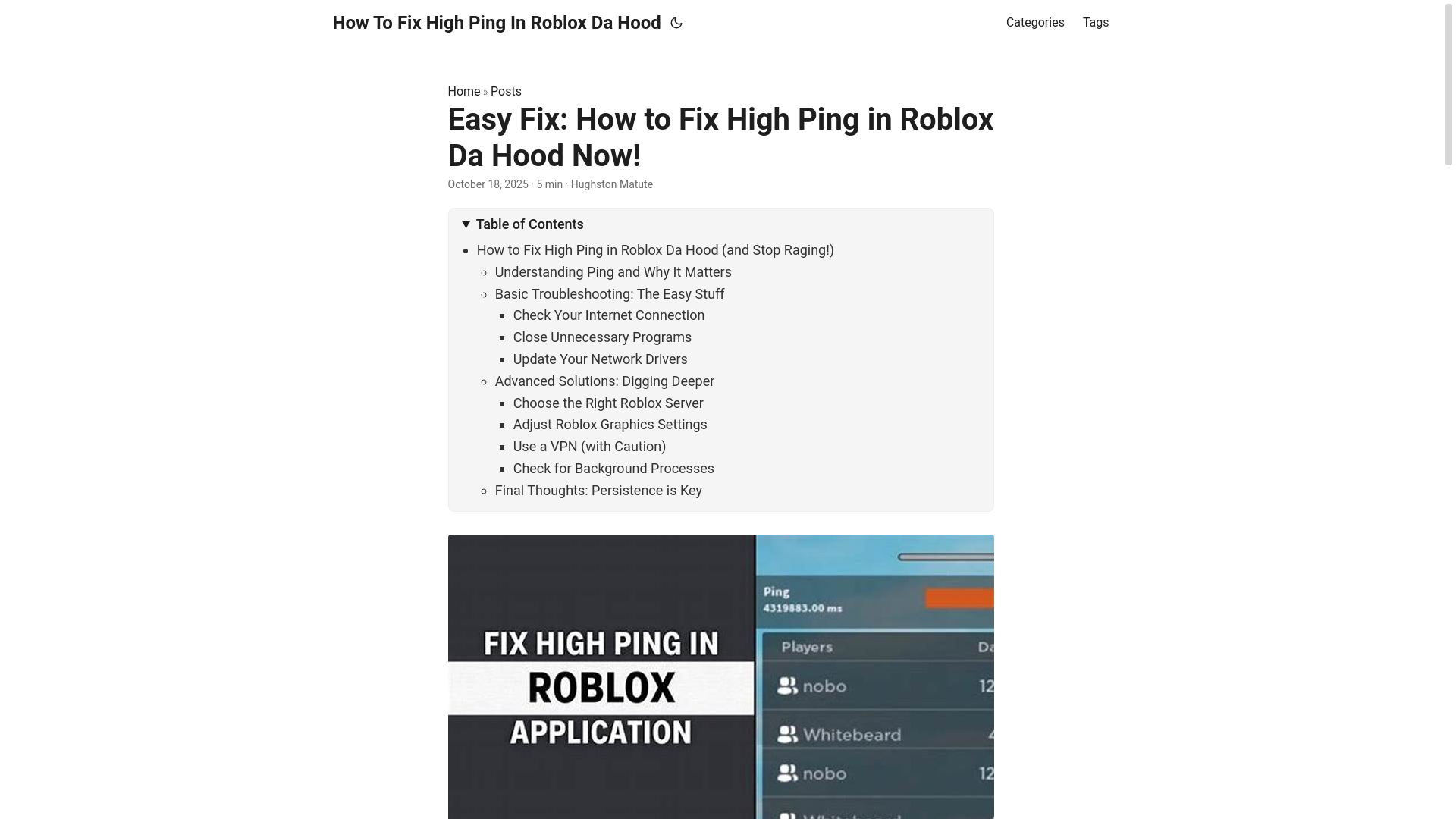 website screenshot of https://how-to-fix-high-ping-in-roblox-da-hood.pages.dev/