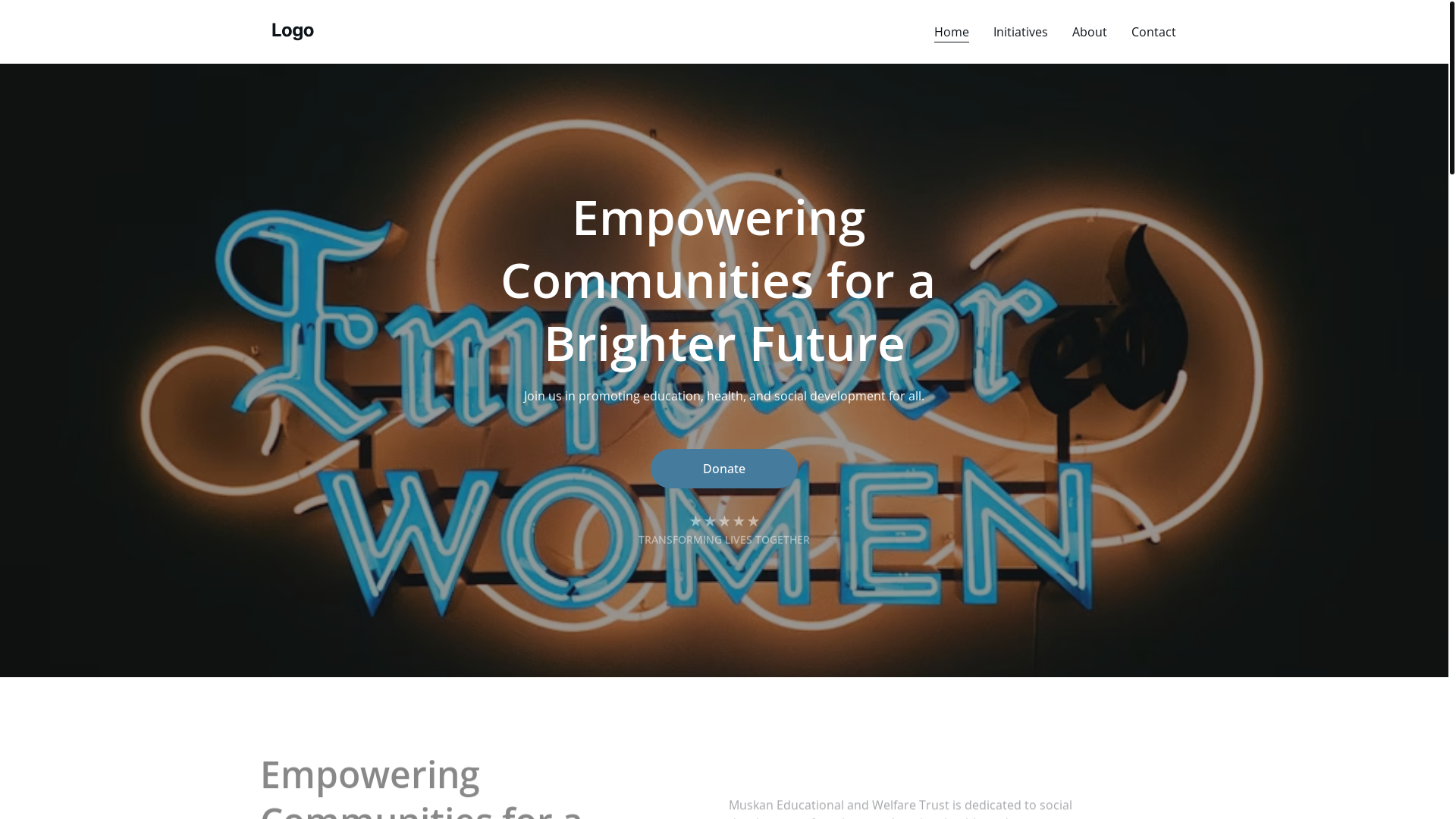 website screenshot of https://muskaneduwelfaretrust.org/