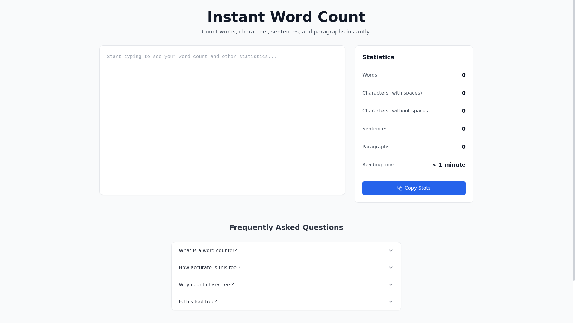 website screenshot of https://instantwordcount.app/