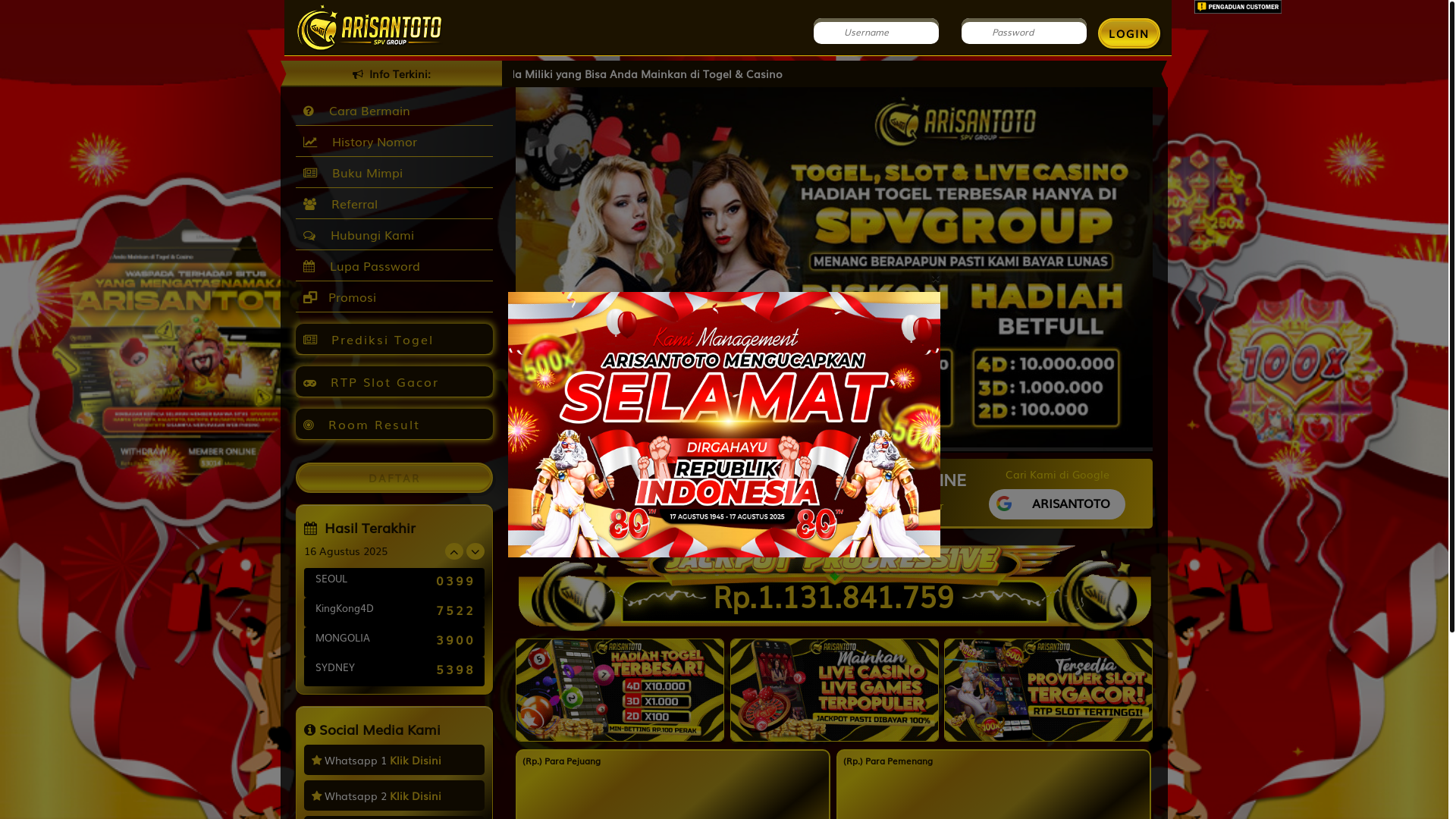 website screenshot of https://arisanadik.com/