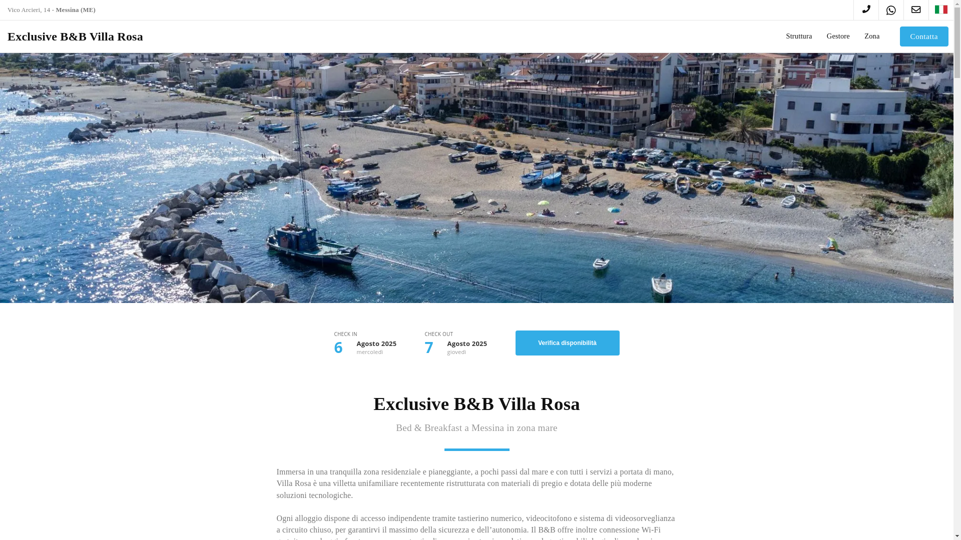 website screenshot of https://exclusivebbvillarosa.it/
