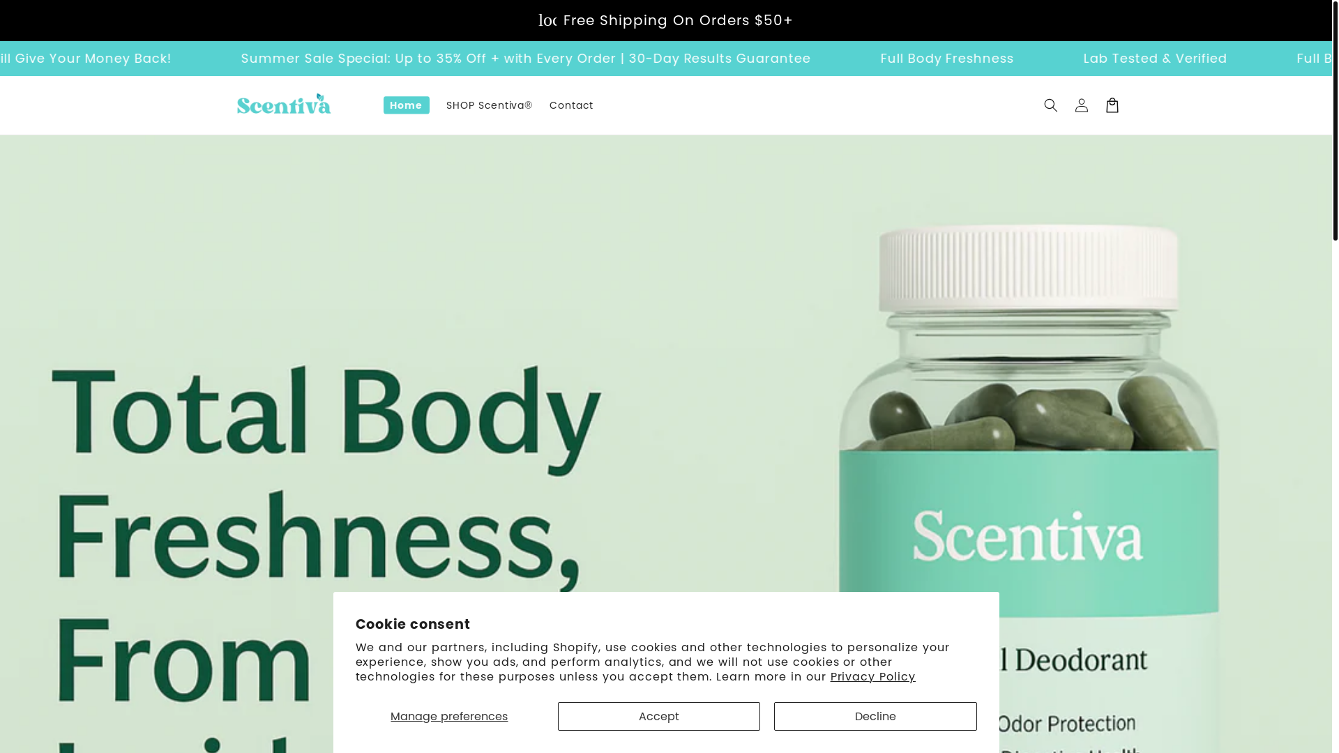website screenshot of https://myscentiva.com/