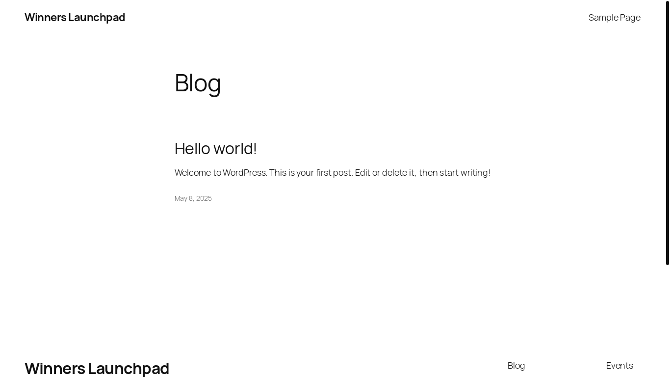 website screenshot of https://winnerslaunchpad.com/
