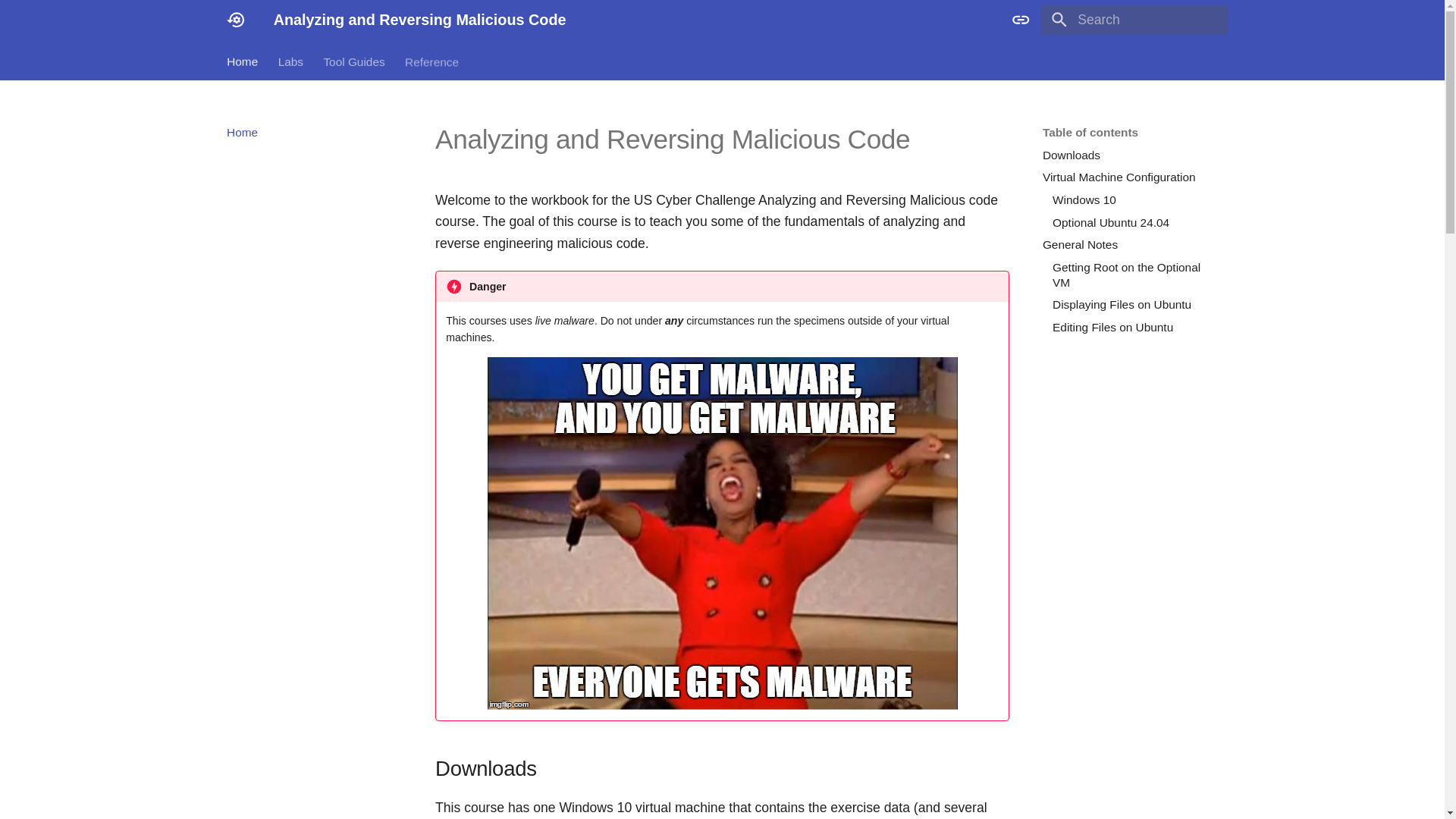website screenshot of https://usccworkbook-malwarehandbook.pages.dev/