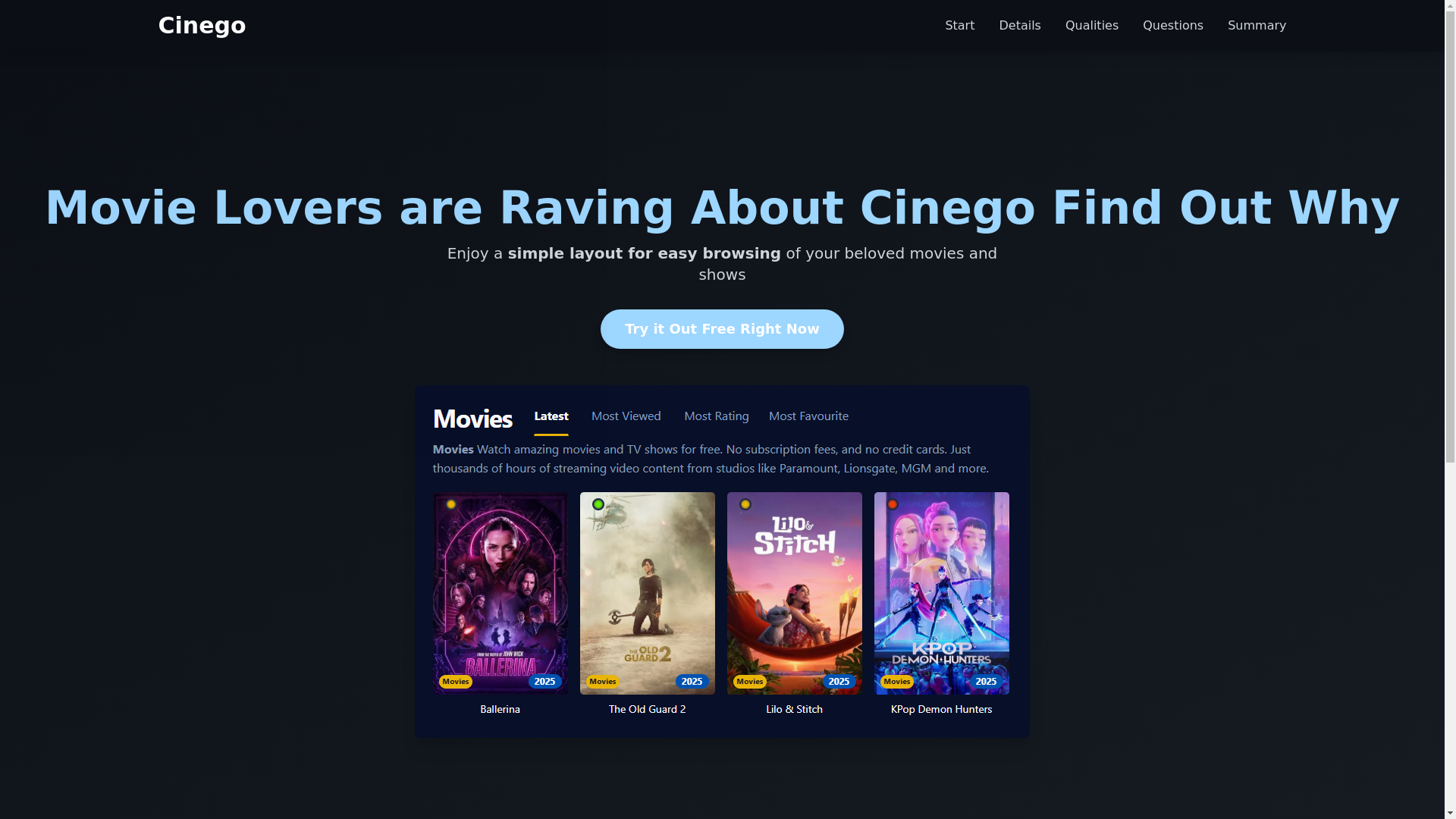 website screenshot of https://cinego-owhv.pages.dev/