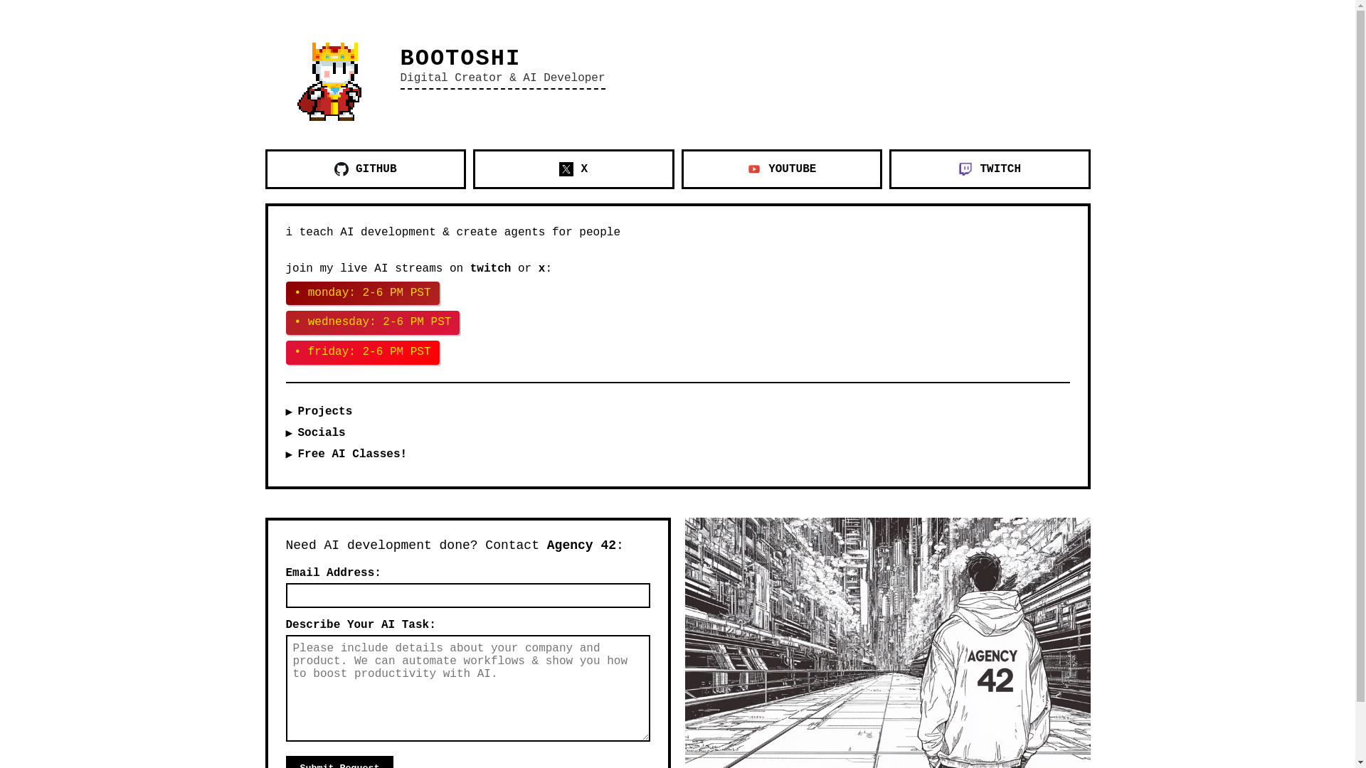 website screenshot of https://bootoshi.ai/