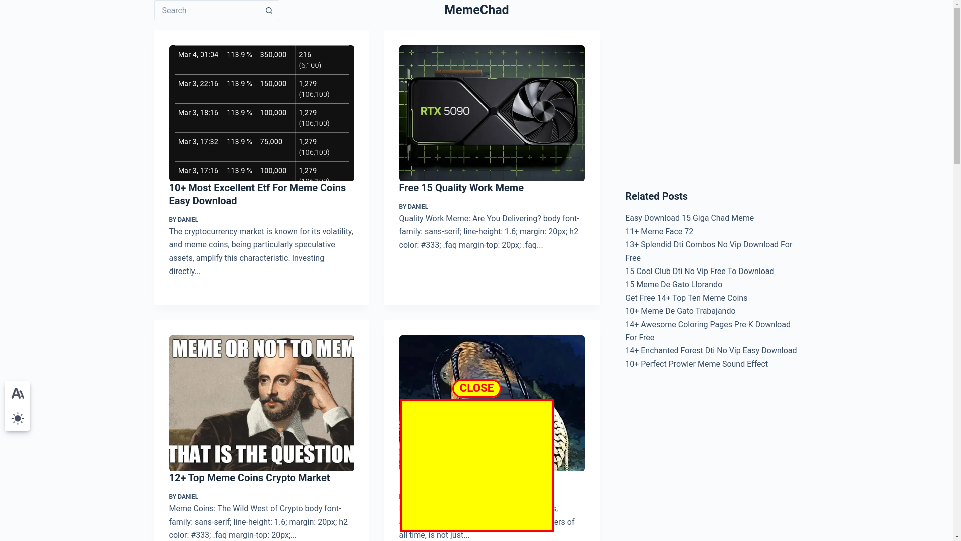 website screenshot of https://chadmemes.pages.dev/