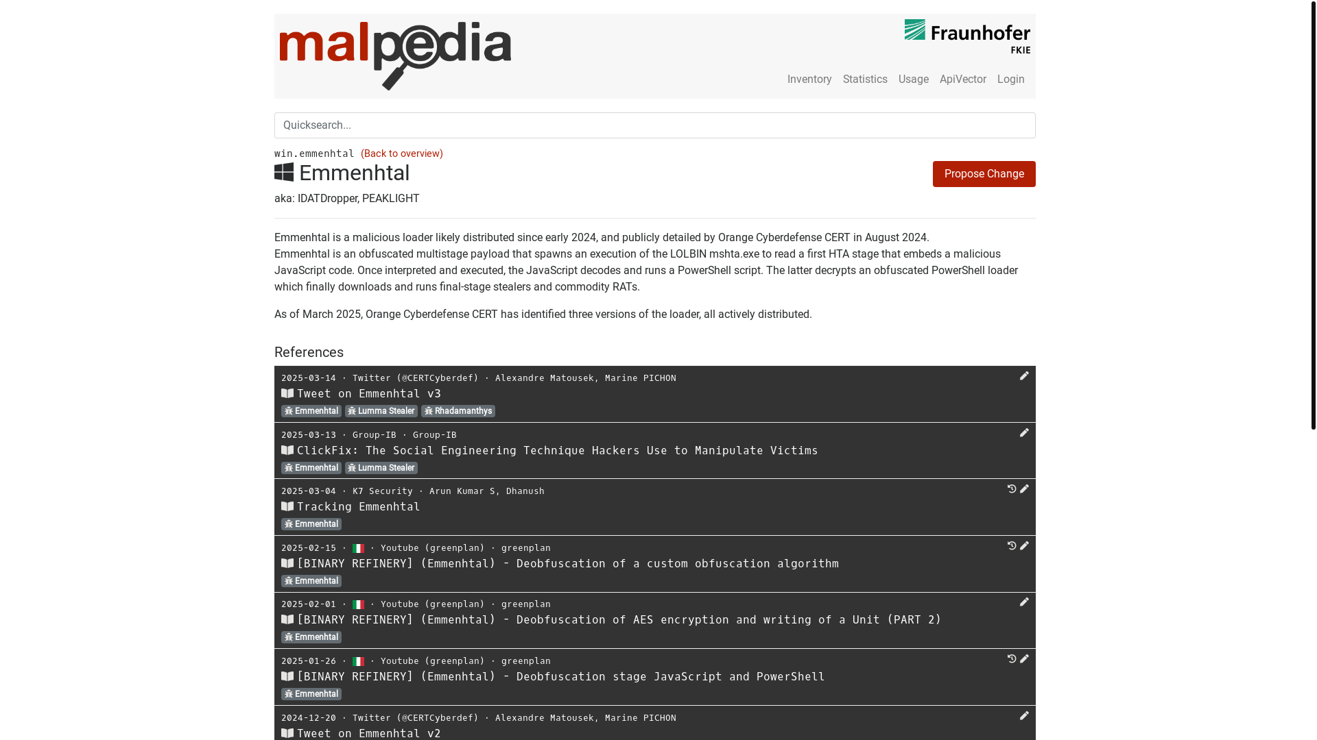 website screenshot of https://malpedia.caad.fkie.fraunhofer.de/details/win.emmenhtal