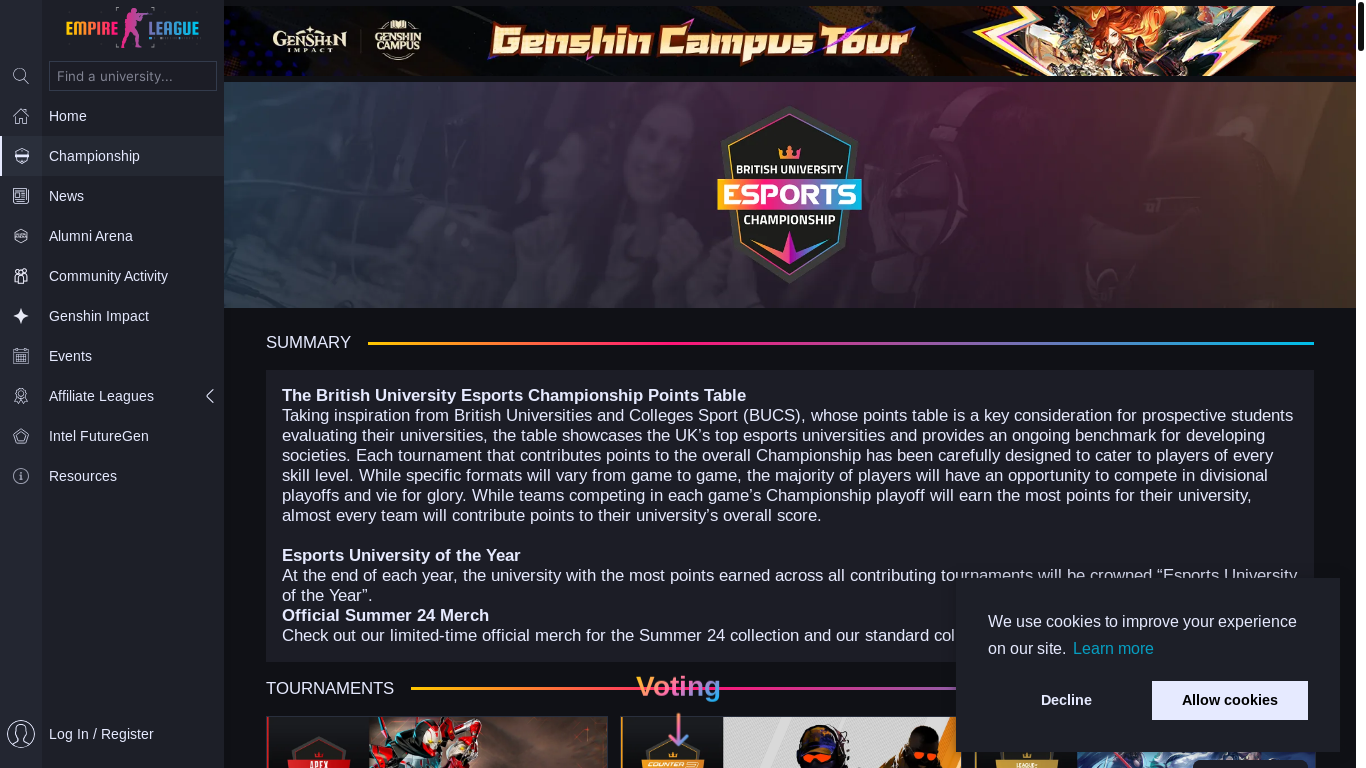 website screenshot of https://wits.shadow-prime.net/game/tournaments/