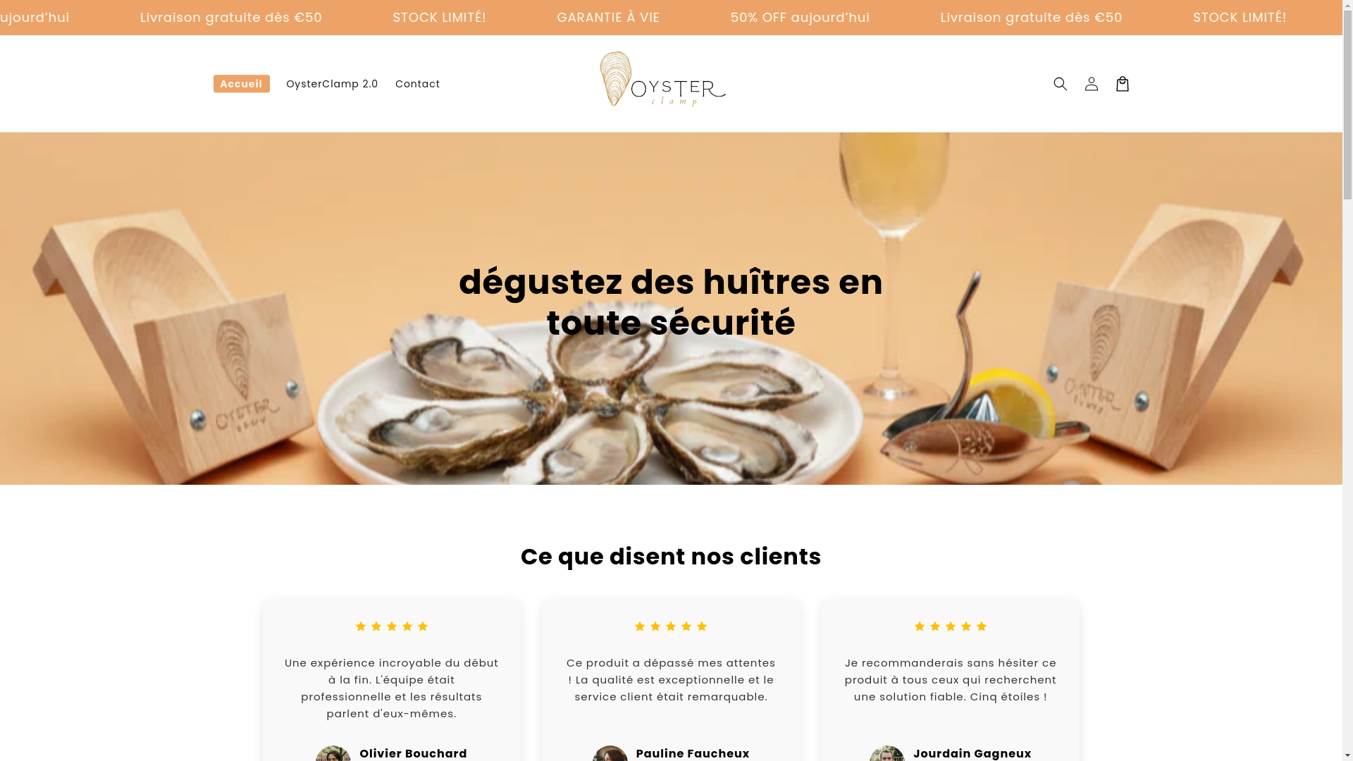 website screenshot of https://oysterclamp.fr/