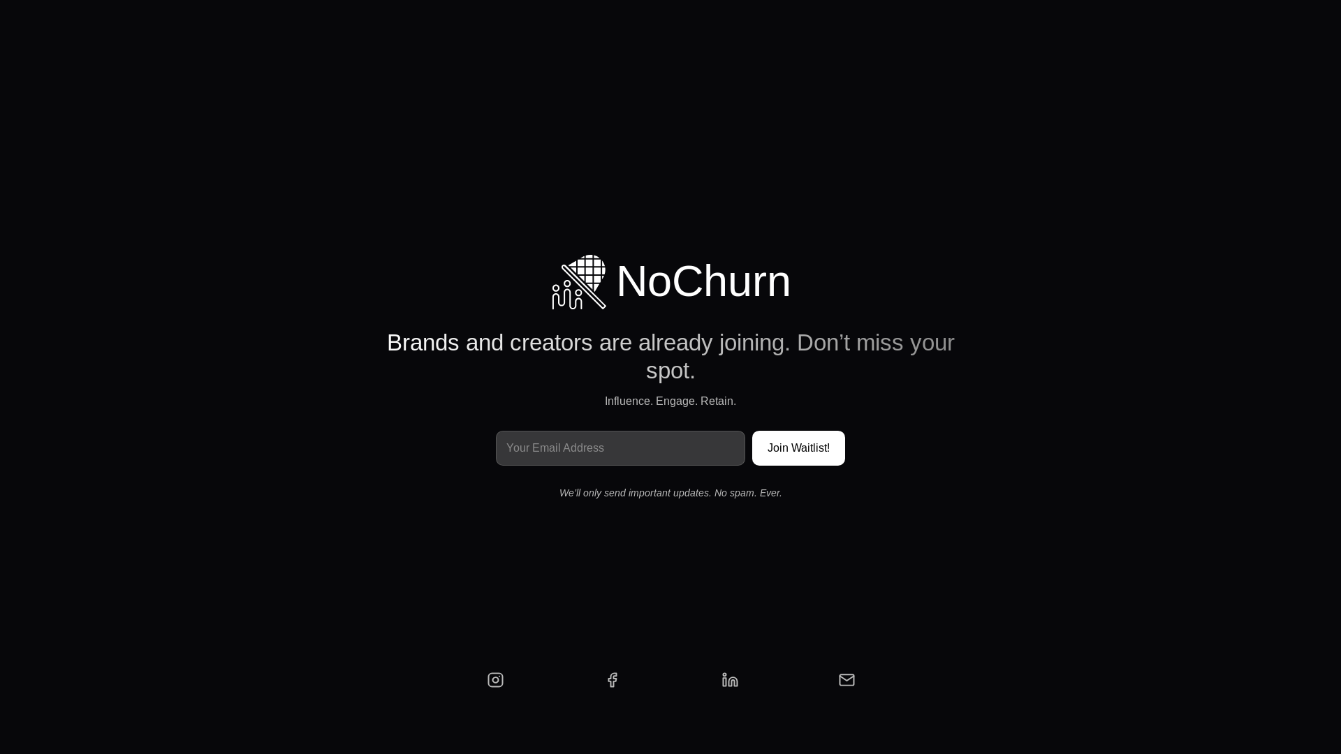 website screenshot of https://nochurn.us/
