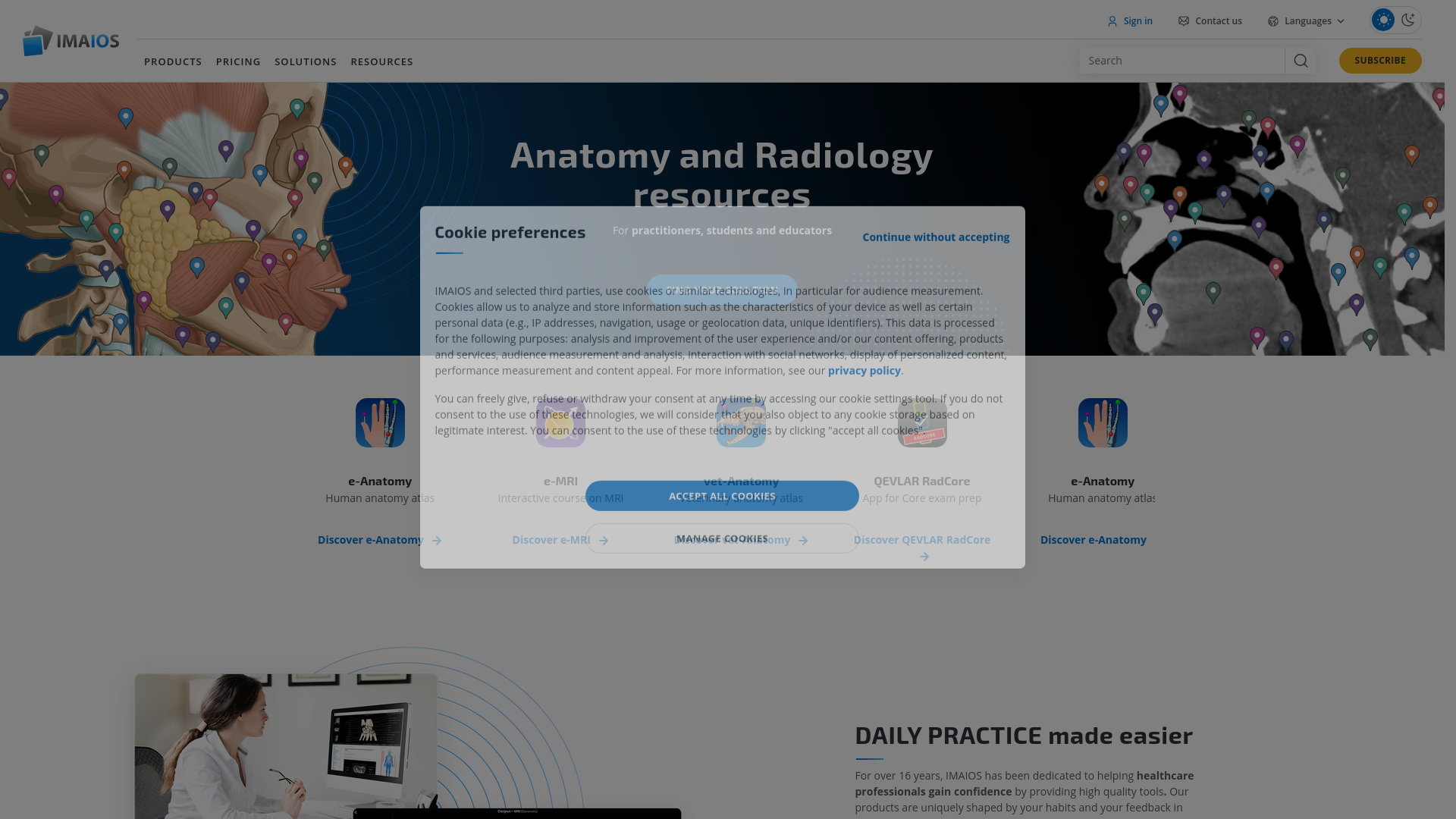website screenshot of https://www.imaios.com/en