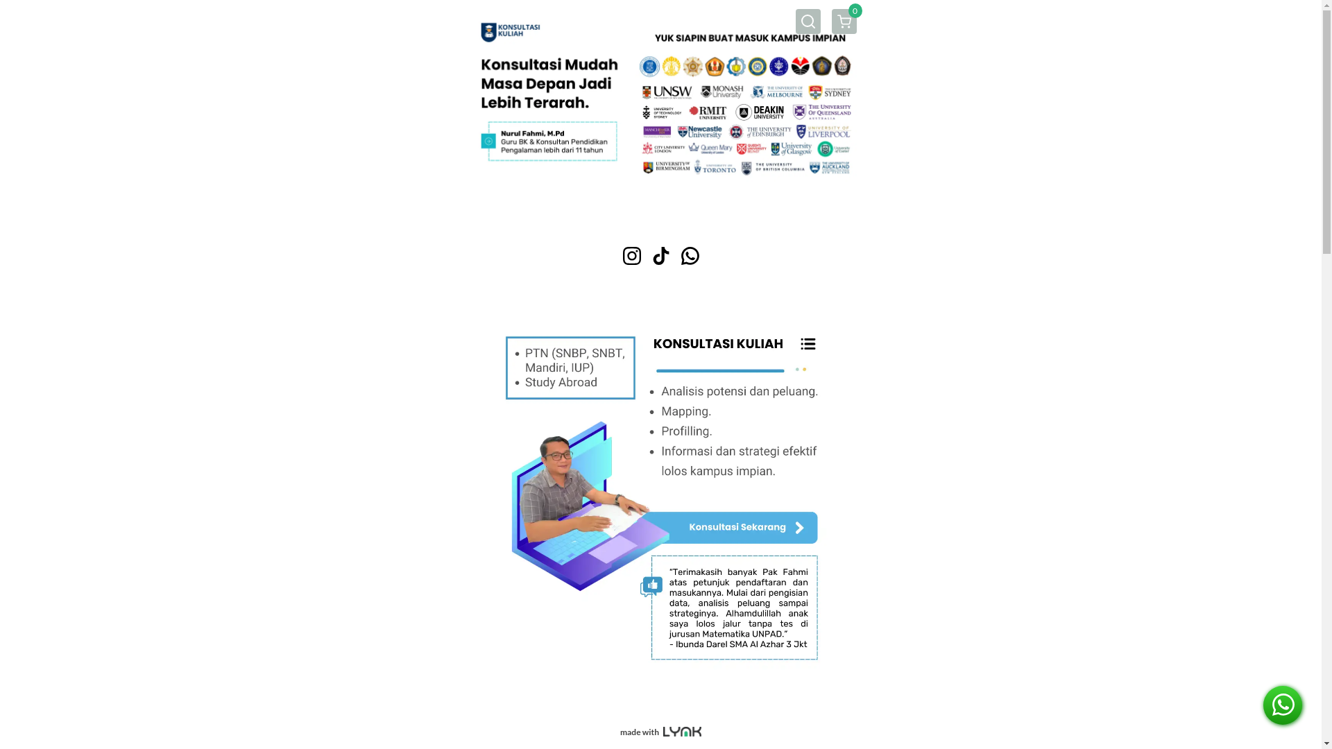 website screenshot of https://konsultasikuliah.id/