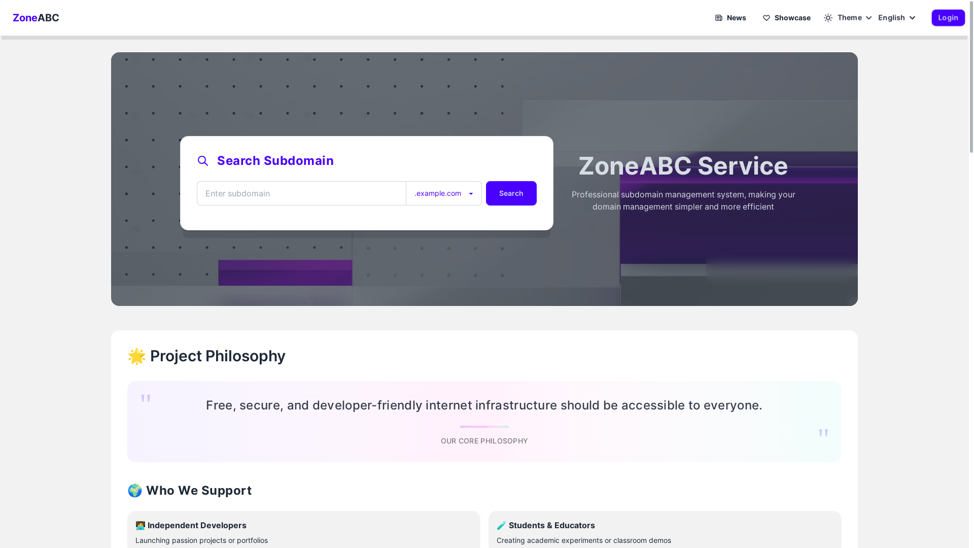 website screenshot of https://zabc.net/