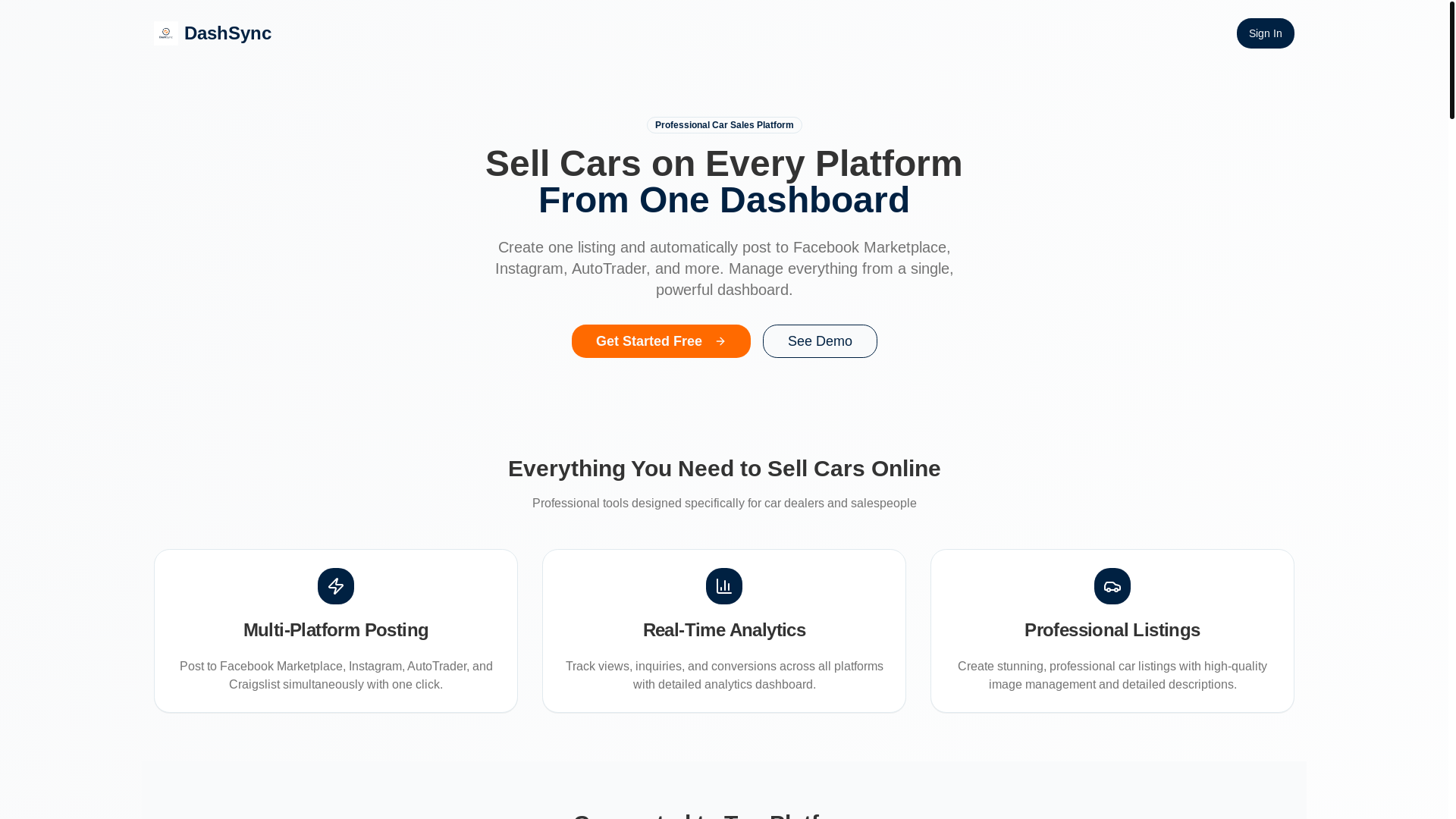 website screenshot of https://dashsync.app/