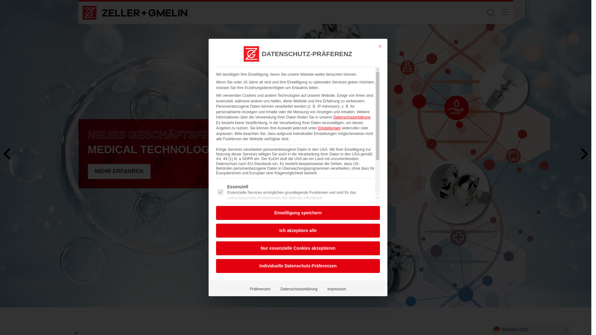 website screenshot of https://topzeller-gmelin.org/