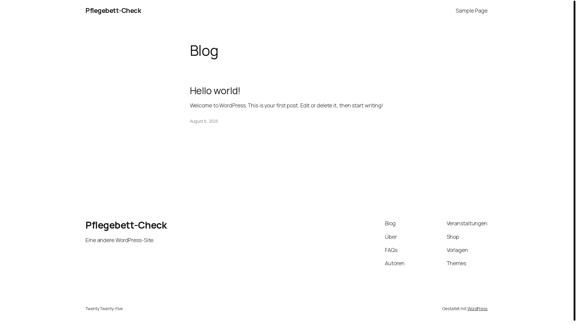 website screenshot of https://pflegebett-check.de/