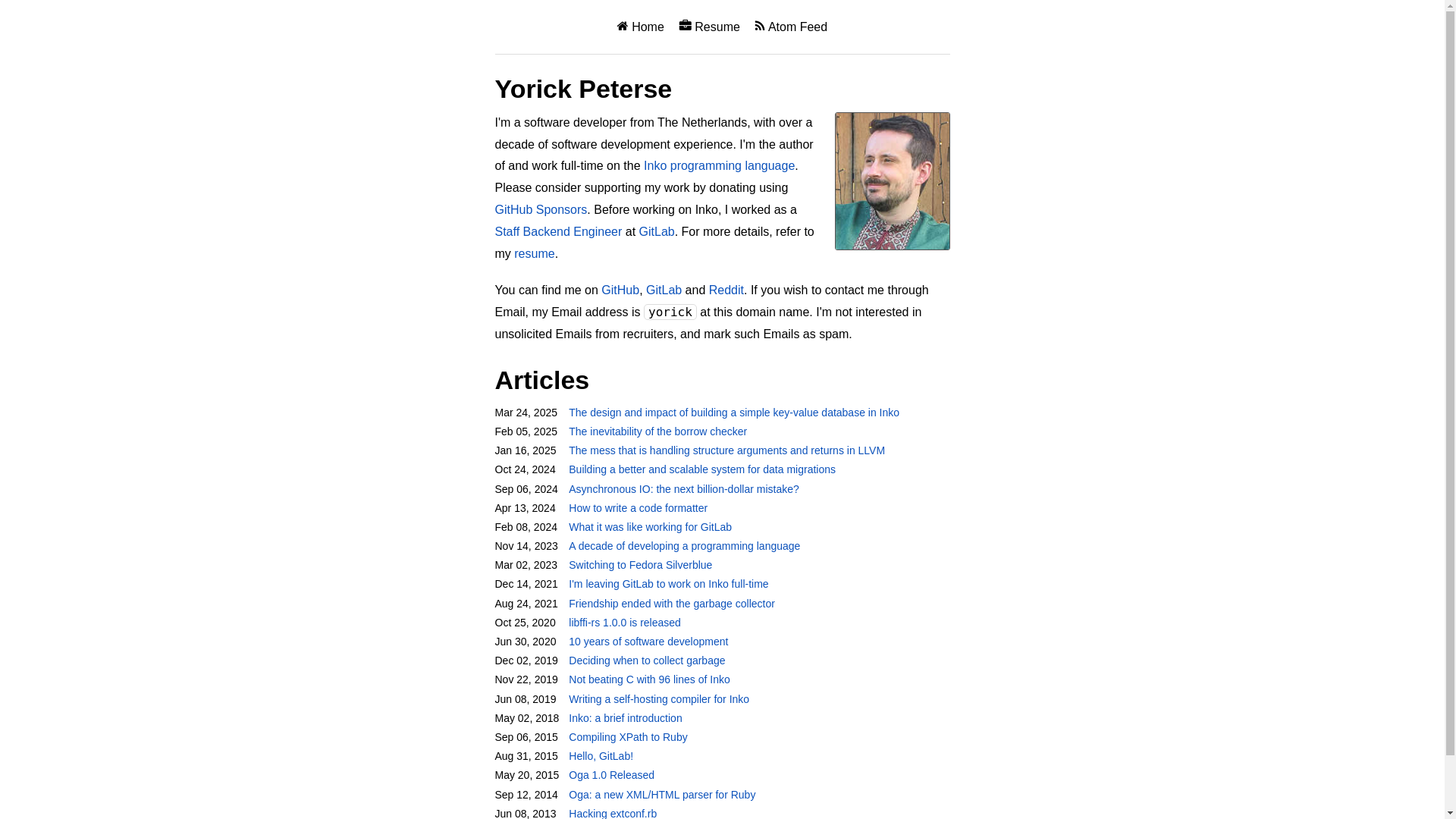 website screenshot of https://yorickpeterse-com.pages.dev/