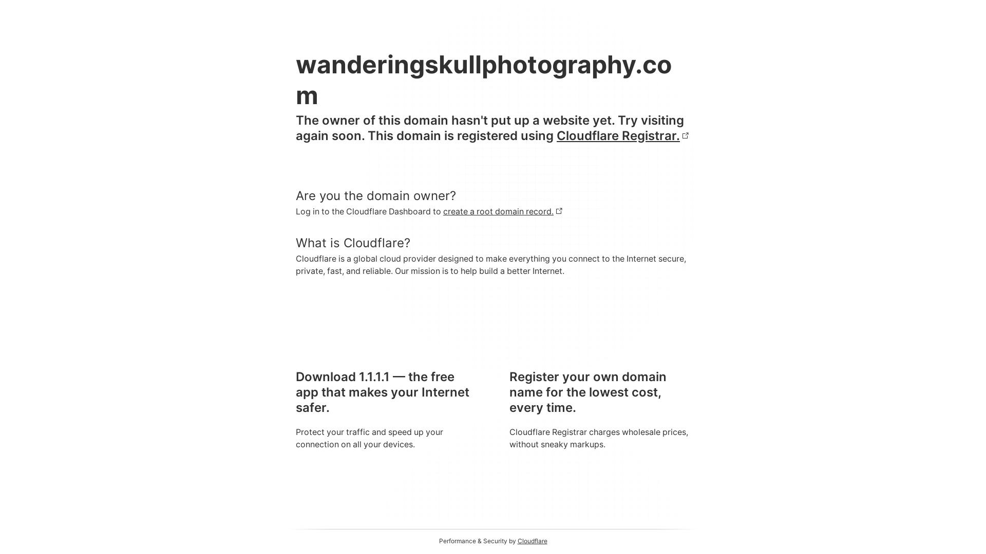 website screenshot of https://wanderingskullphotography.com/