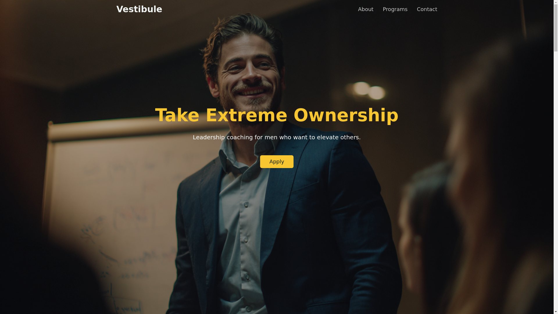 website screenshot of https://vestibuleleadership.com/