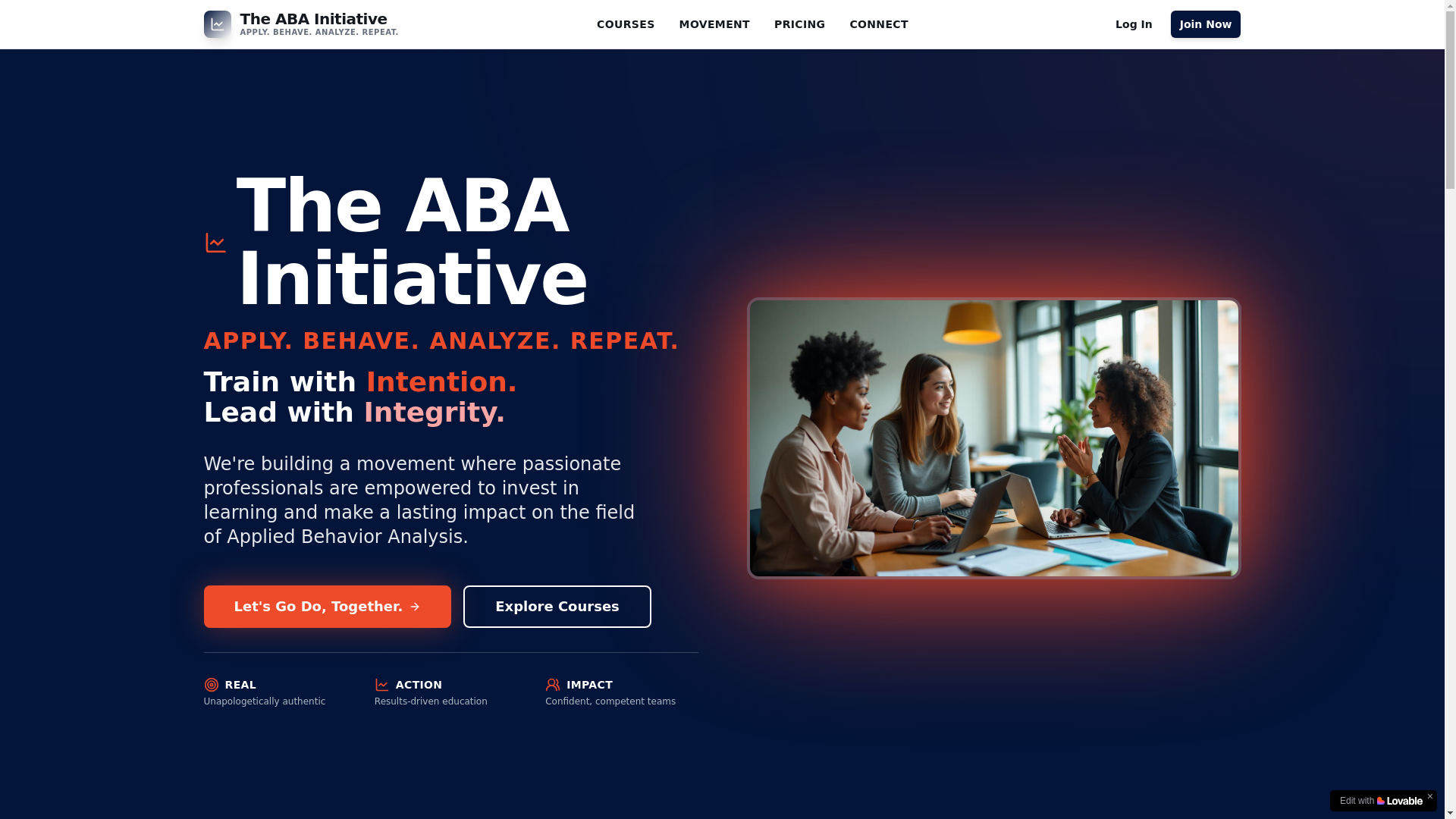 website screenshot of https://abainitiative.com/