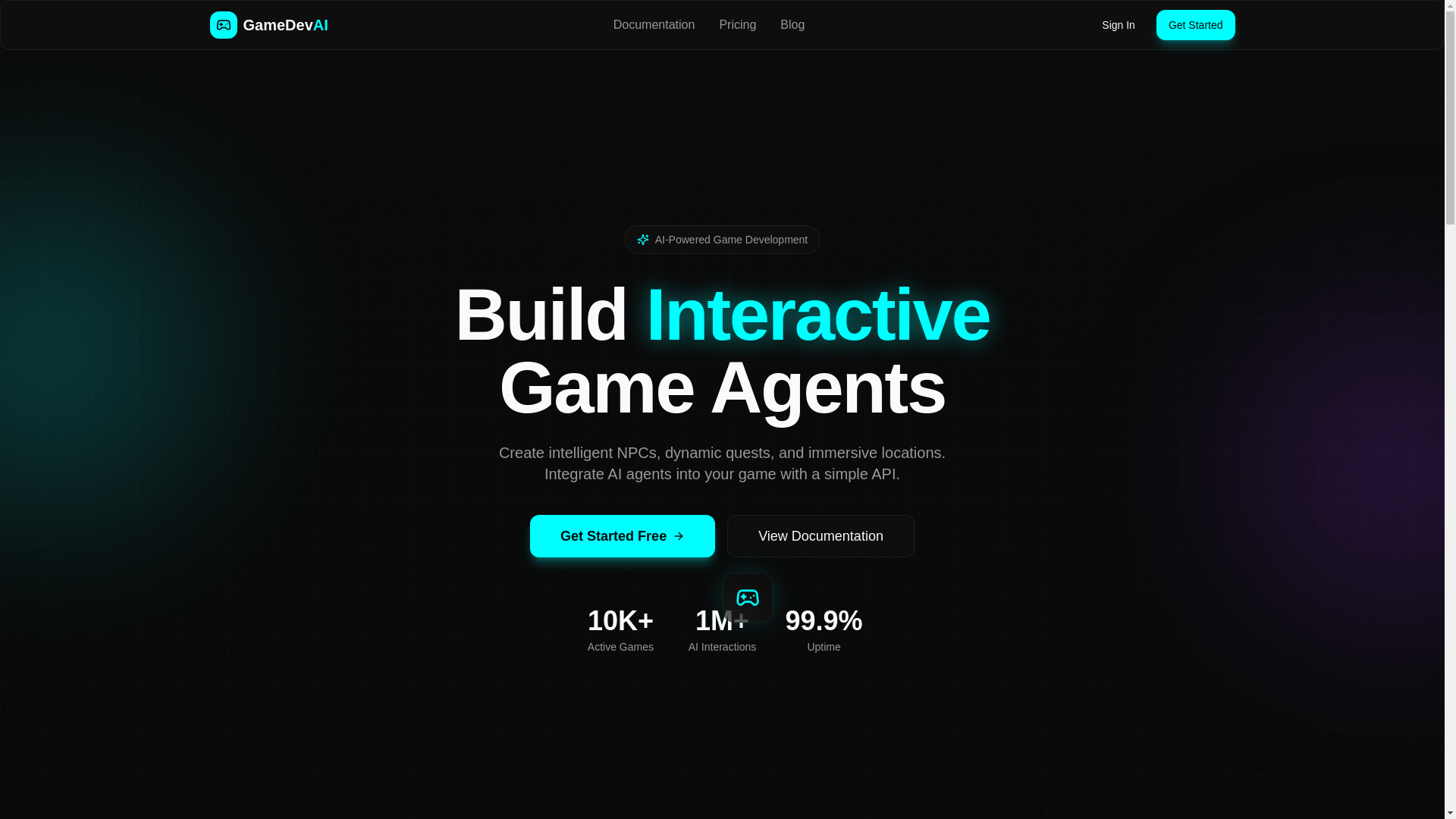 website screenshot of https://gameagents.online/