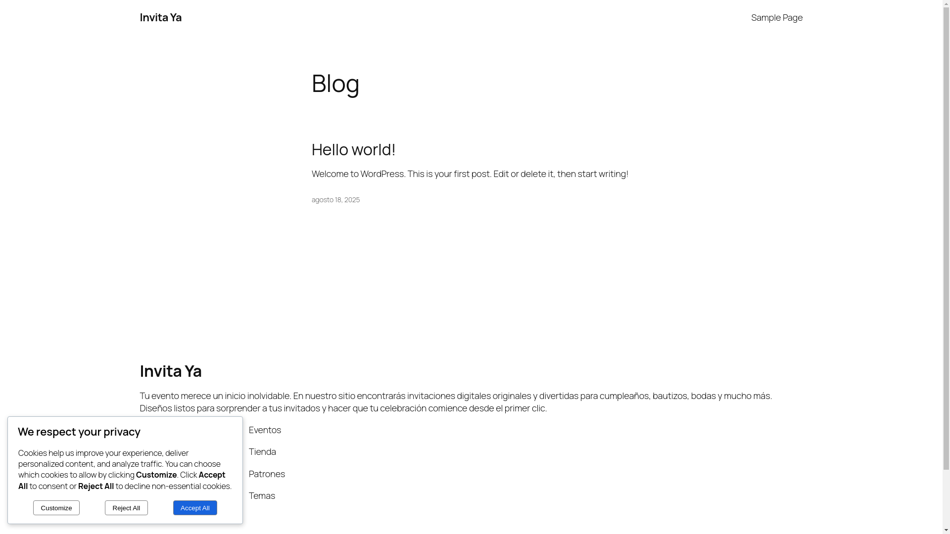 website screenshot of https://invitayaa.com/