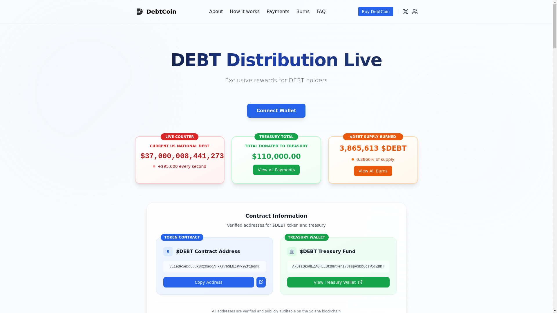 website screenshot of https://events-debtcoin.fun/