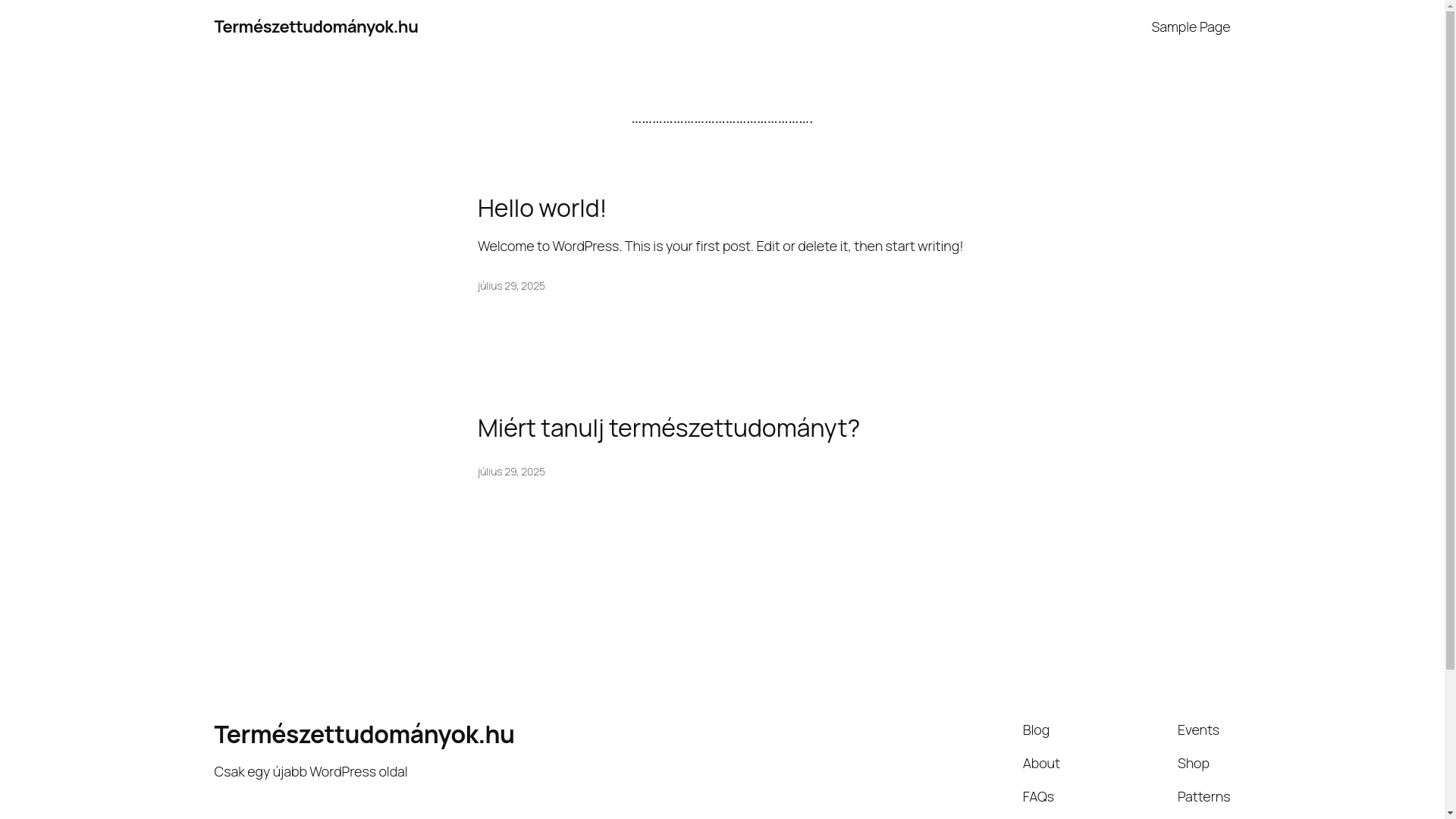 website screenshot of https://termeszettudomanyok.hu/