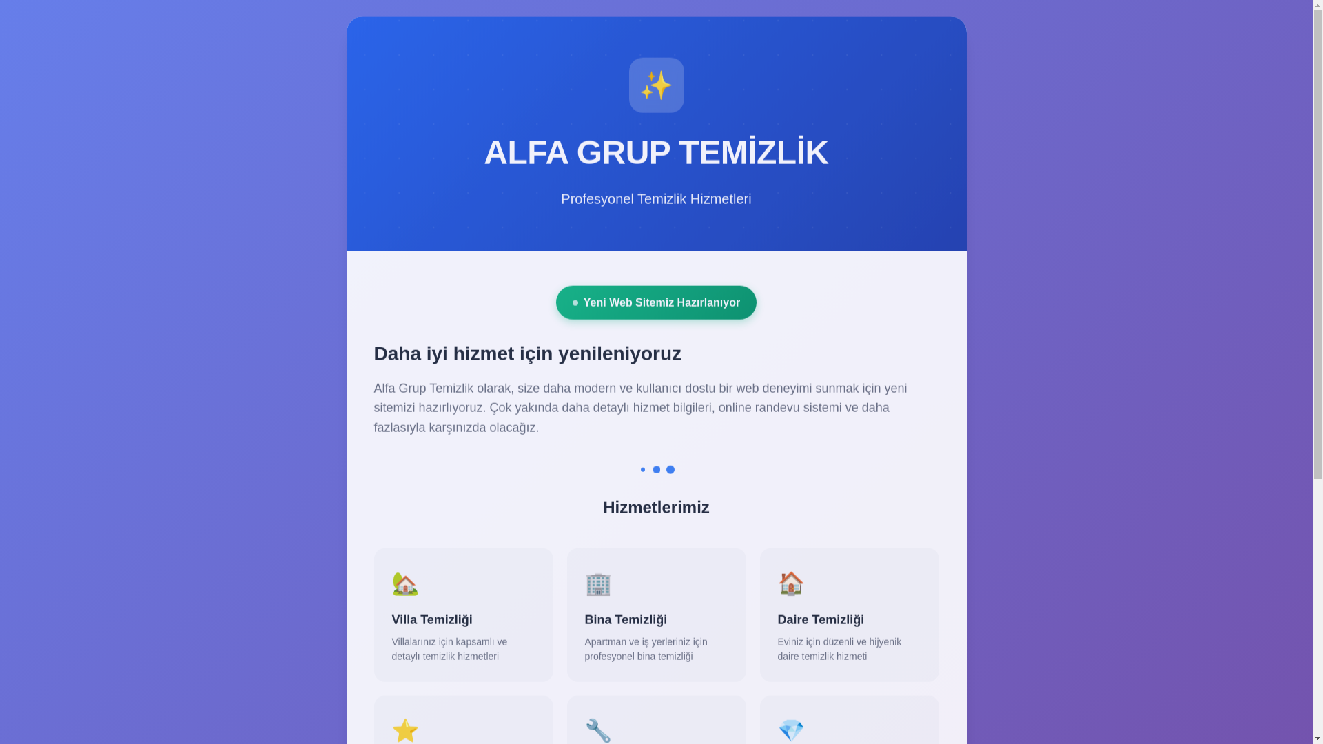 website screenshot of https://alfagruptemizlik.com/
