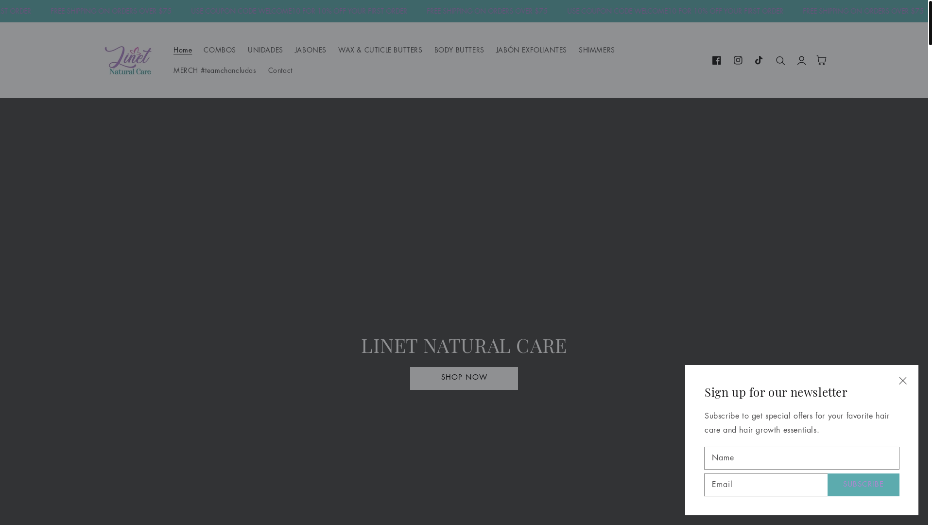 website screenshot of https://linetnaturalcare.com/
