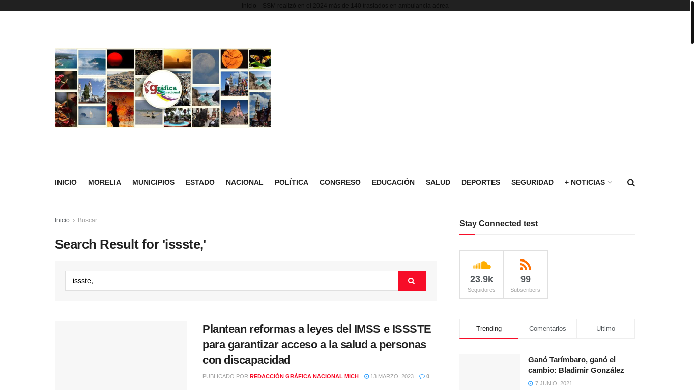 website screenshot of https://graficanacionalmich.com/page/2/?s=issste,