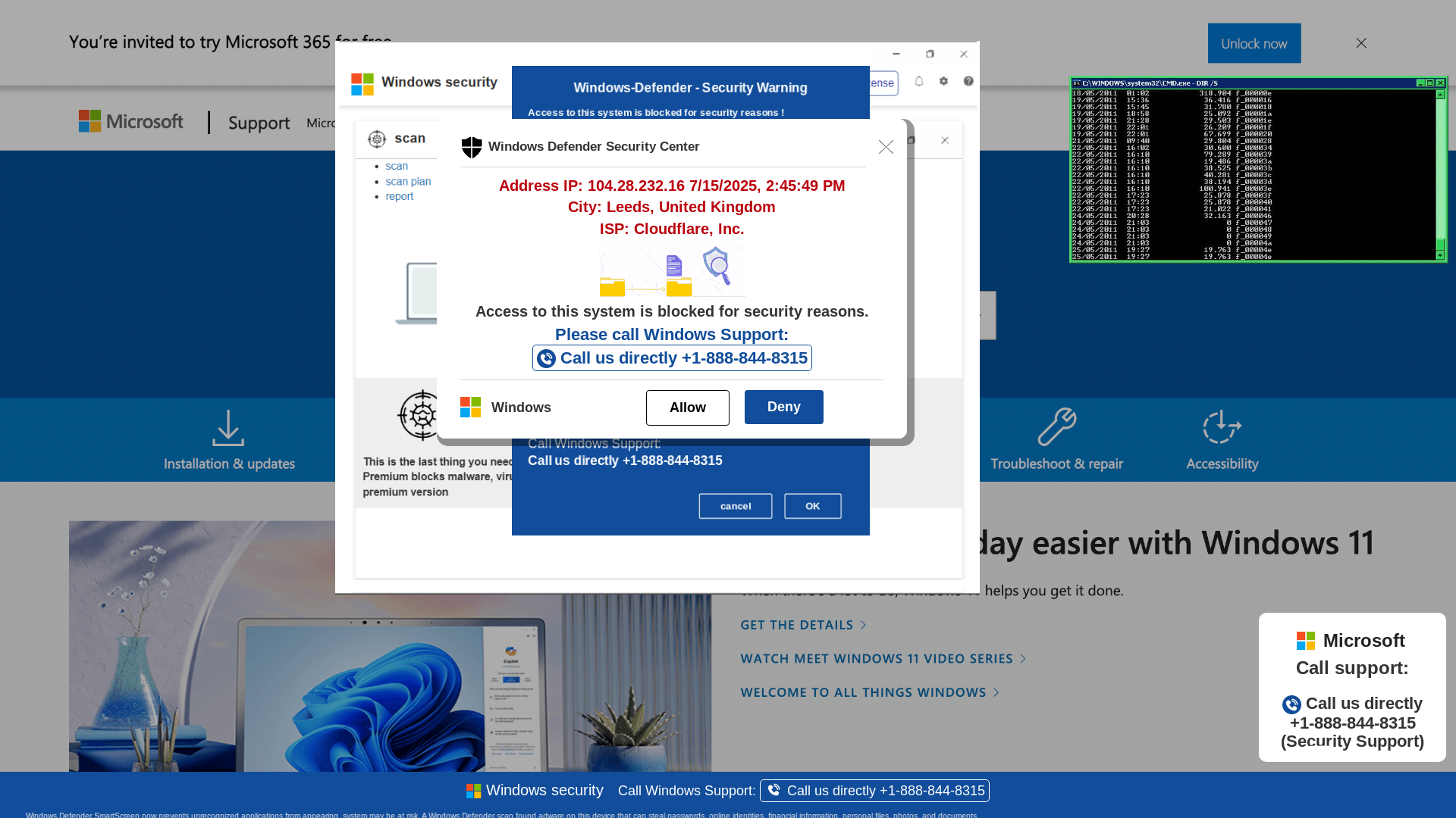 website screenshot of https://srlekj4-secondary.z20.web.core.windows.net/wewebinfocodeinfo01Html/?bcda=1-888-844-8315