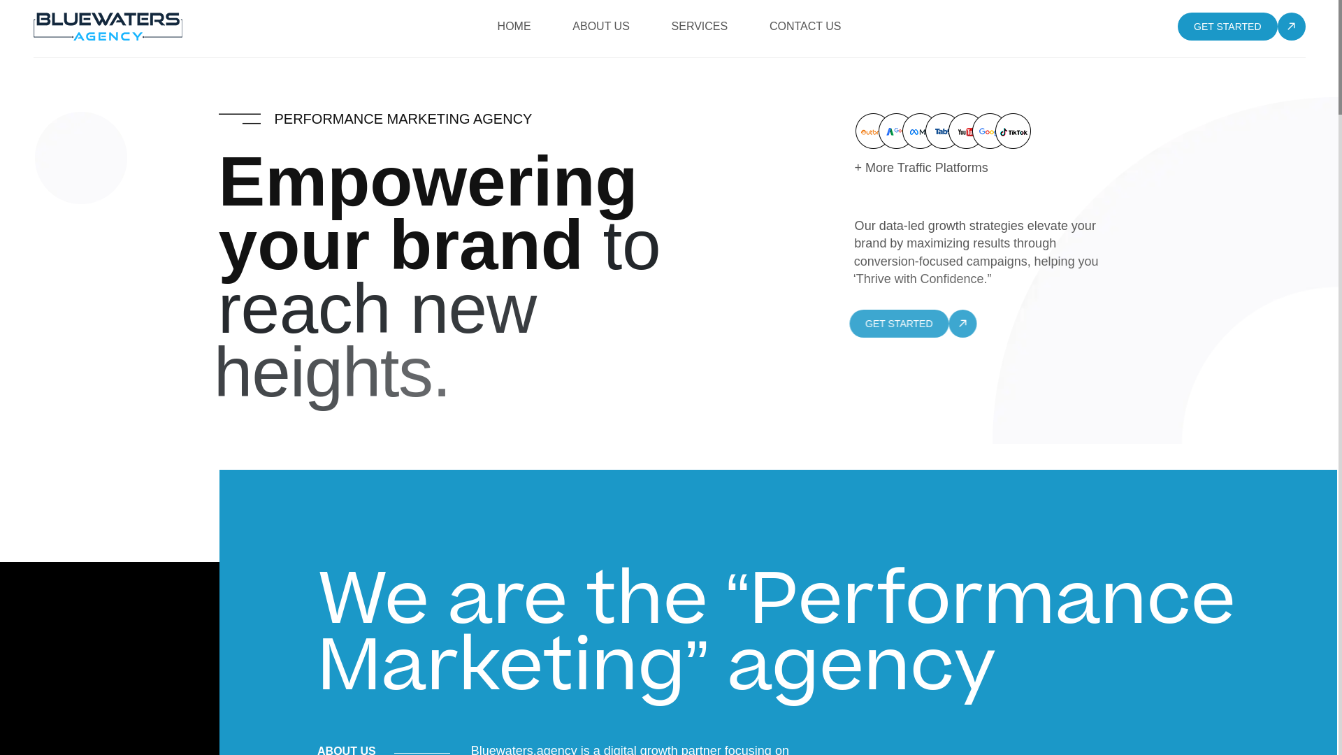 website screenshot of https://bluewaters-agency.pages.dev/