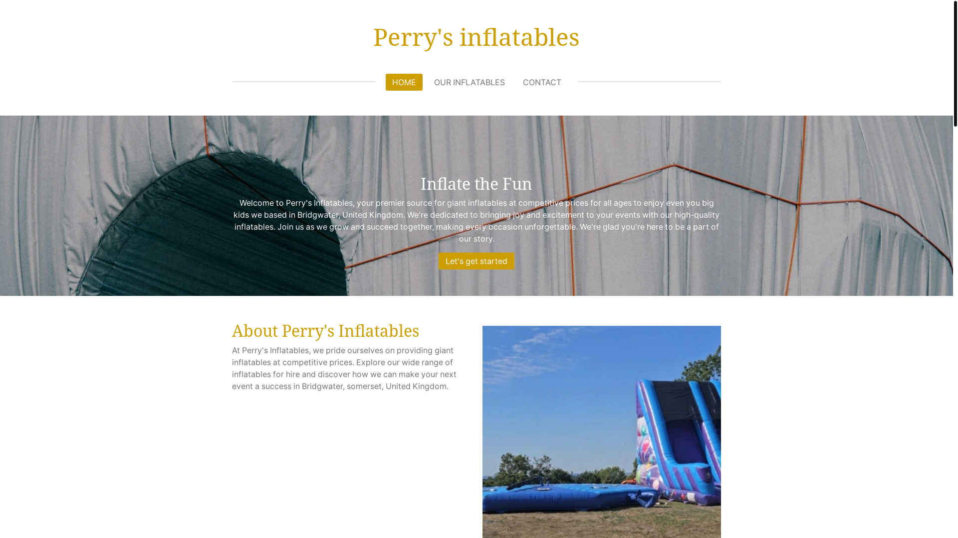 website screenshot of https://perrys-inflatables.com/
