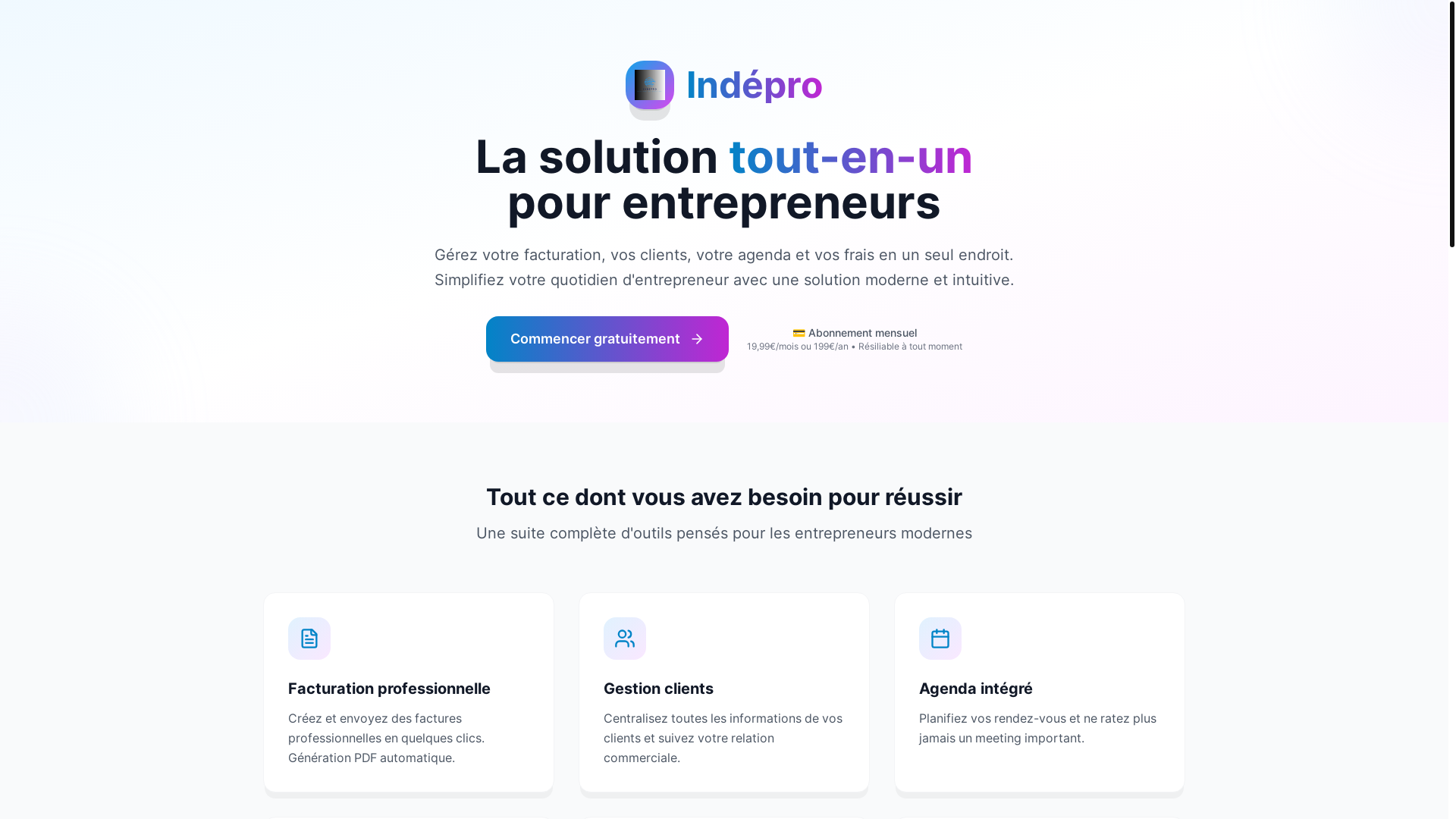 website screenshot of https://indeprofessionelle.com/