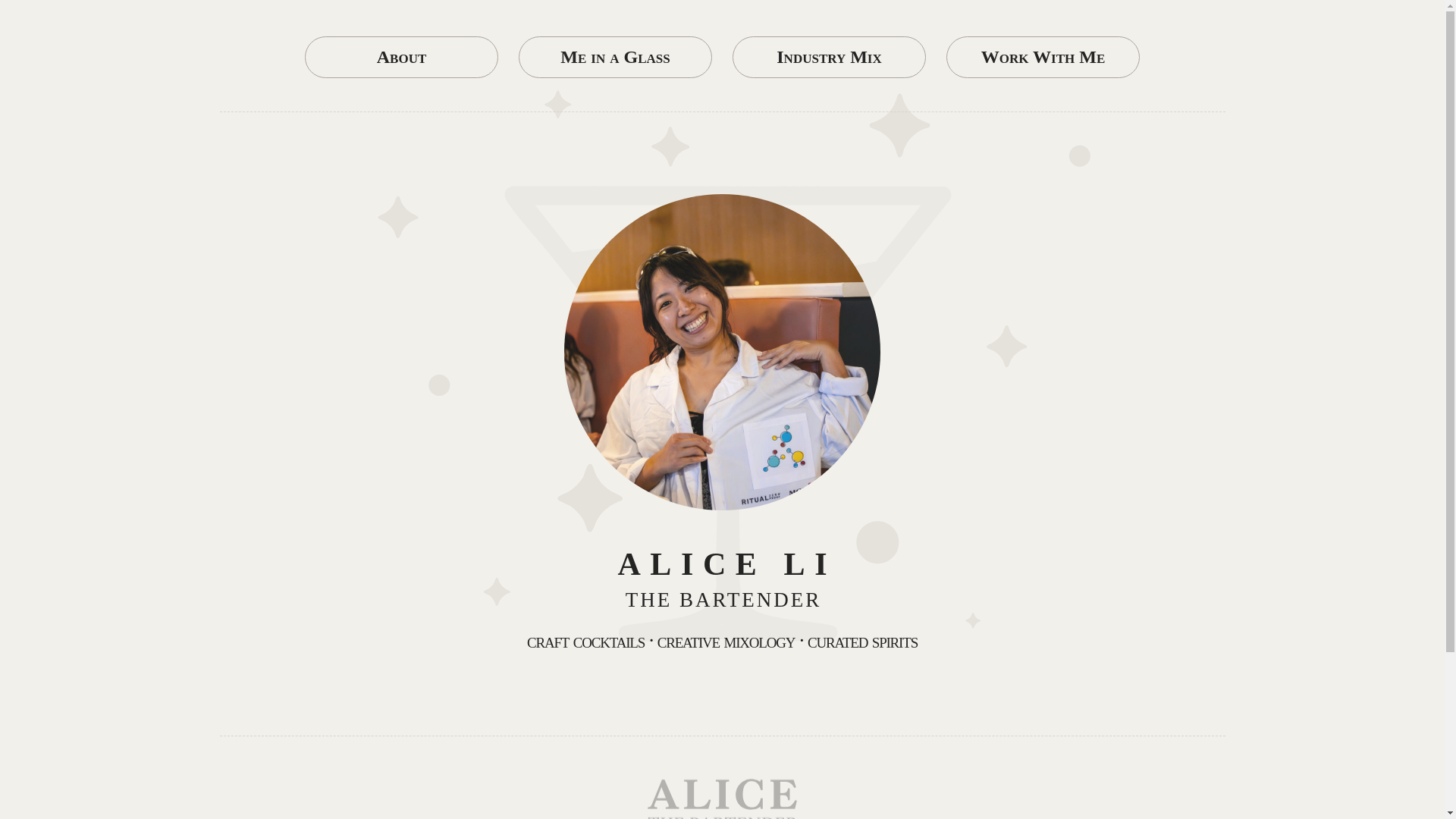 website screenshot of https://alicethebartender.com/