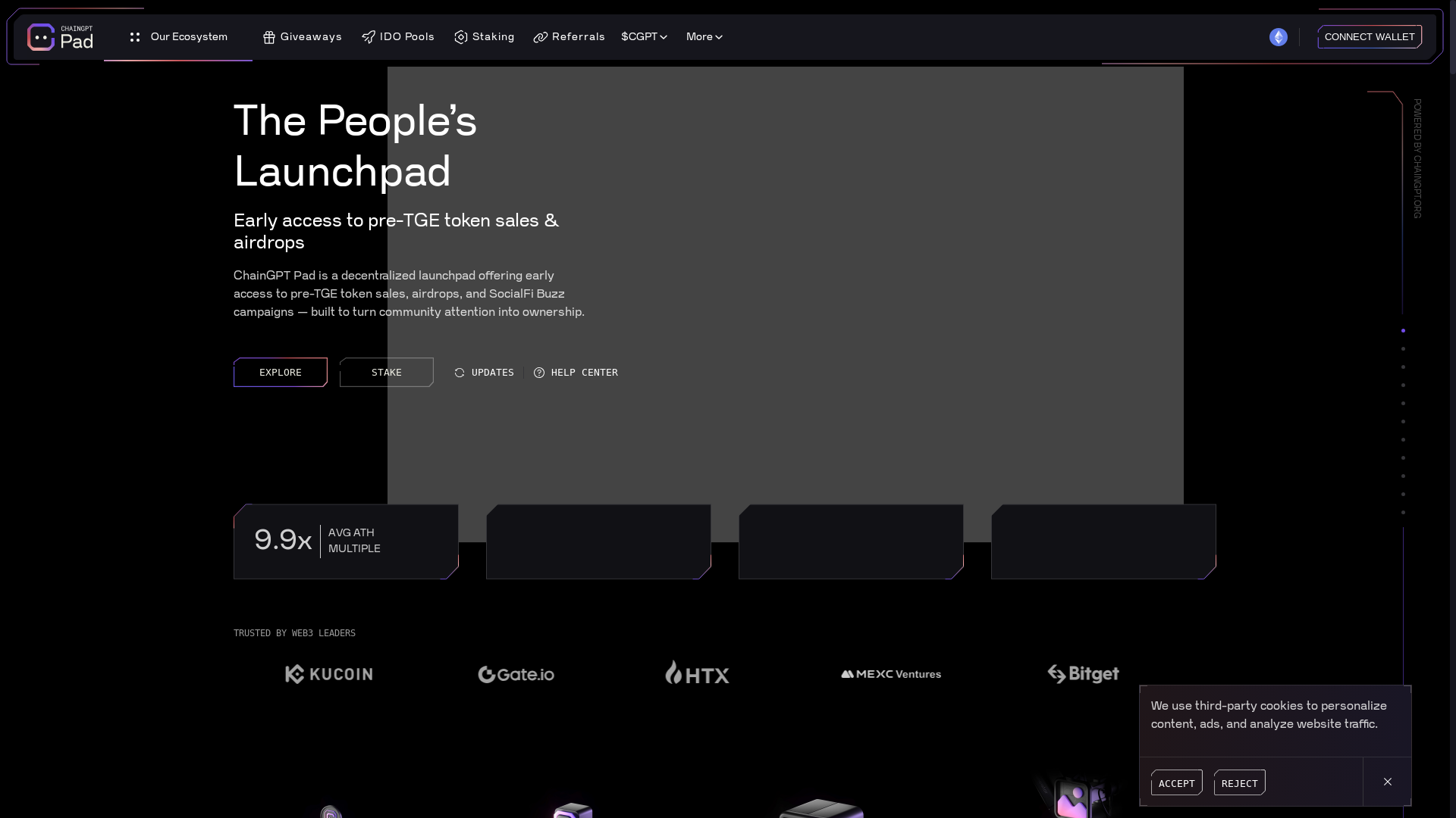 website screenshot of https://pad.chaingpt.org/