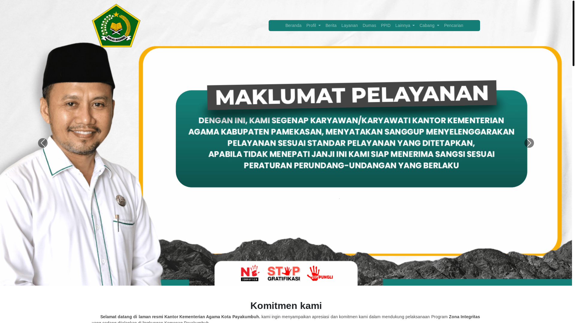 website screenshot of https://kemenagkotapayakumbuh.com/