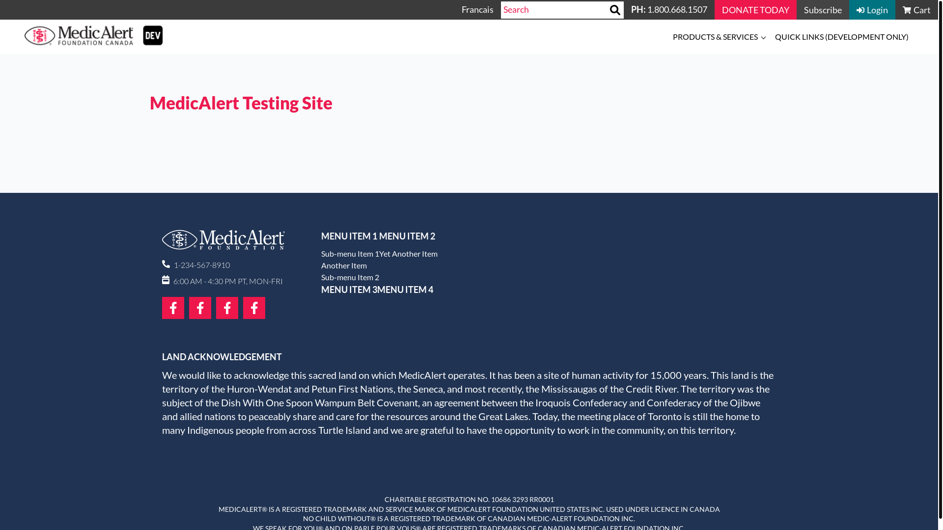 website screenshot of https://medicalert-test.ca/