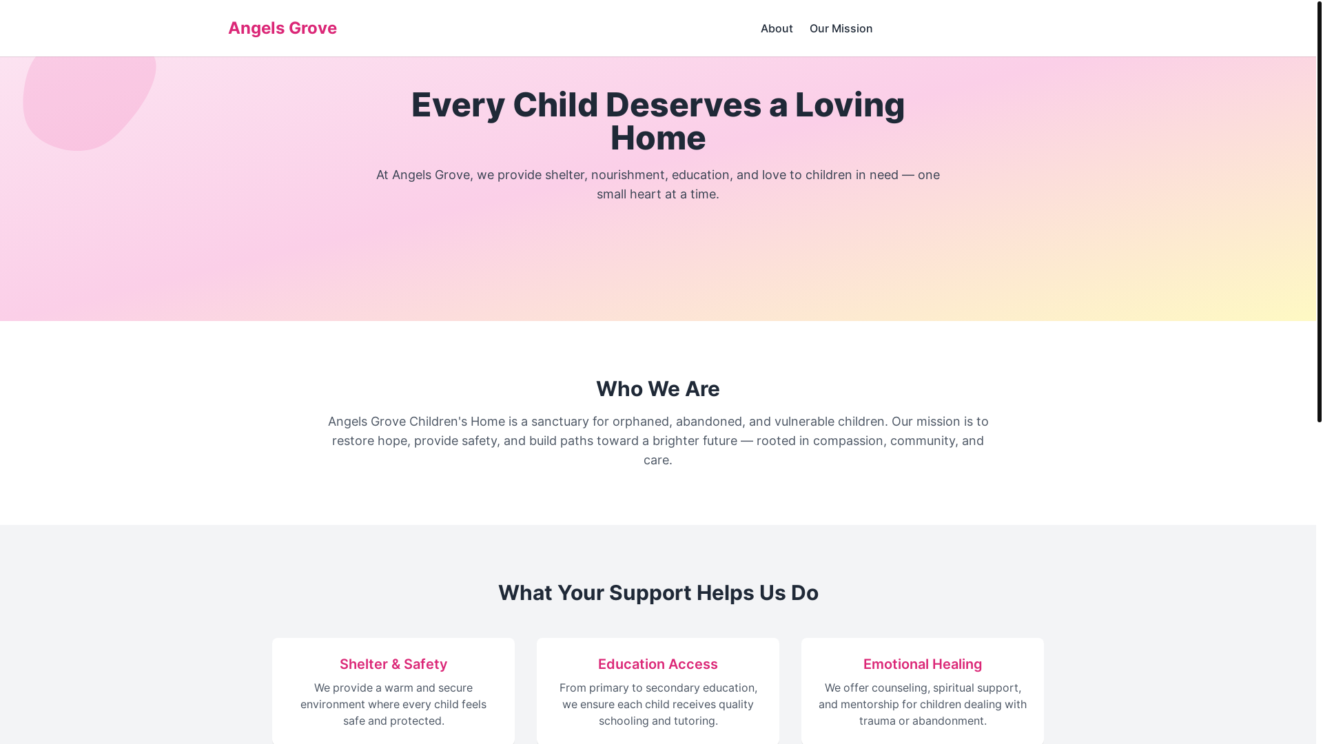 website screenshot of https://angelsgrovehome.com/
