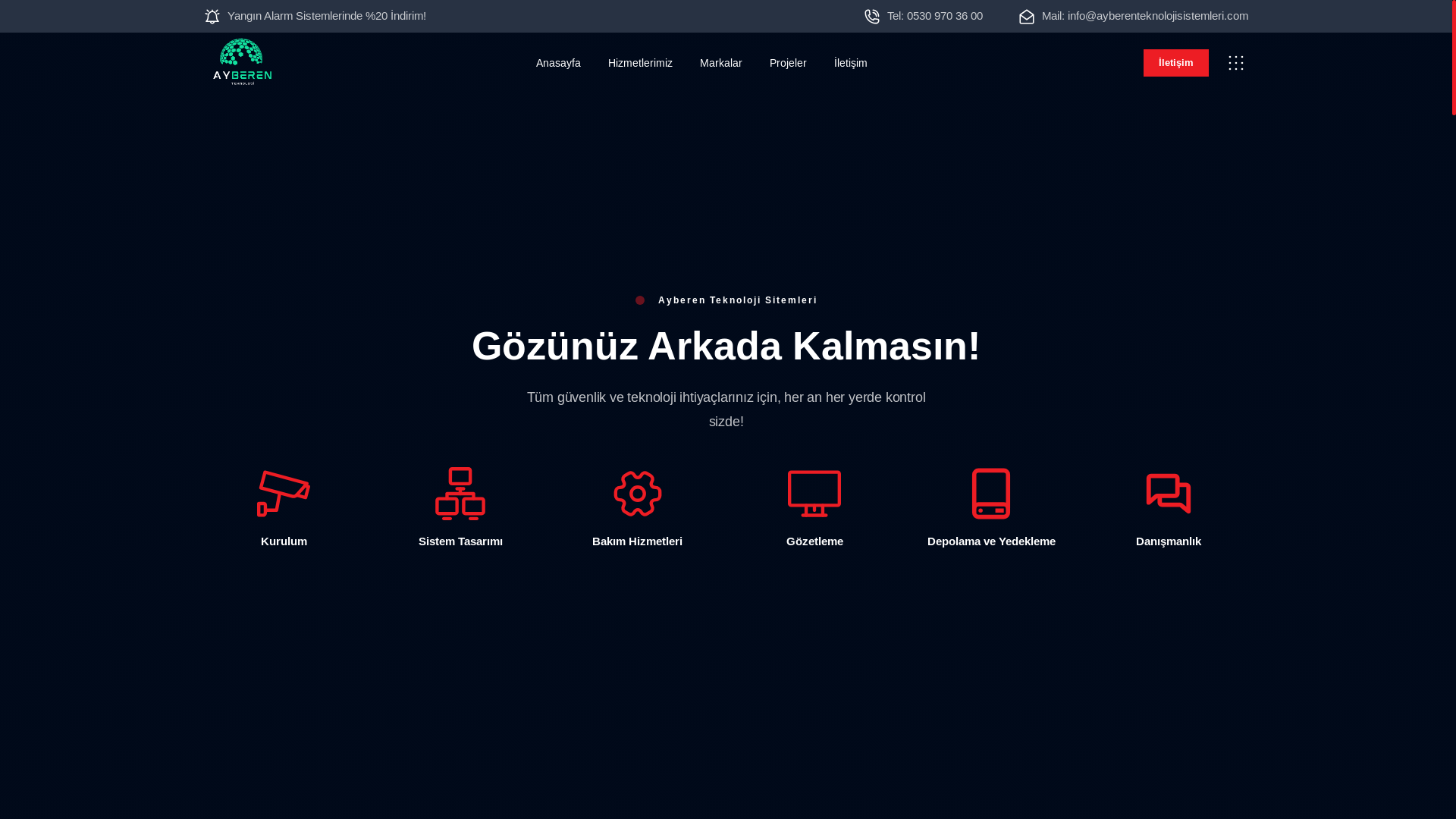 website screenshot of https://ayberenteknolojisistemleri.com/