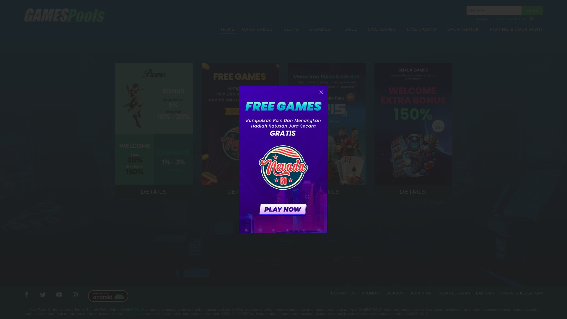 website screenshot of https://gamespoolsclip.vip/