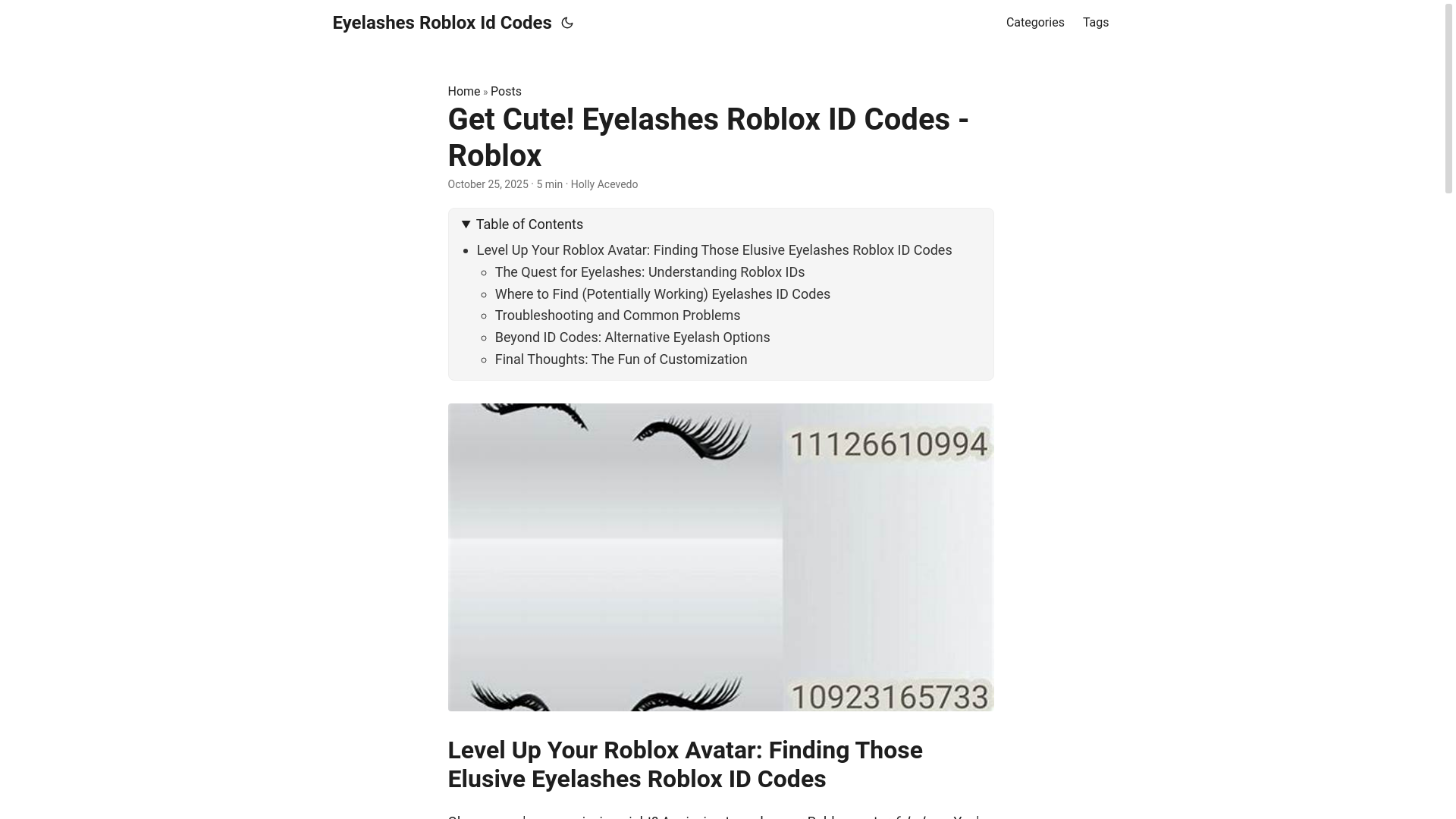 website screenshot of https://eyelashes-roblox-id-codes.pages.dev/