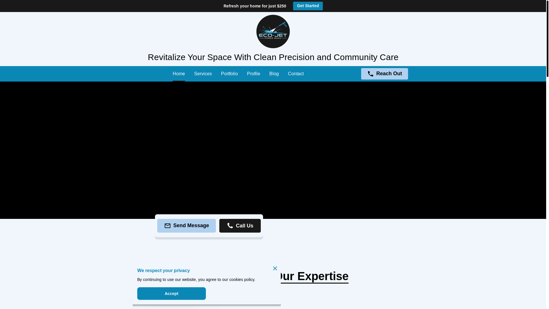website screenshot of https://ecojetpowerwash.com/